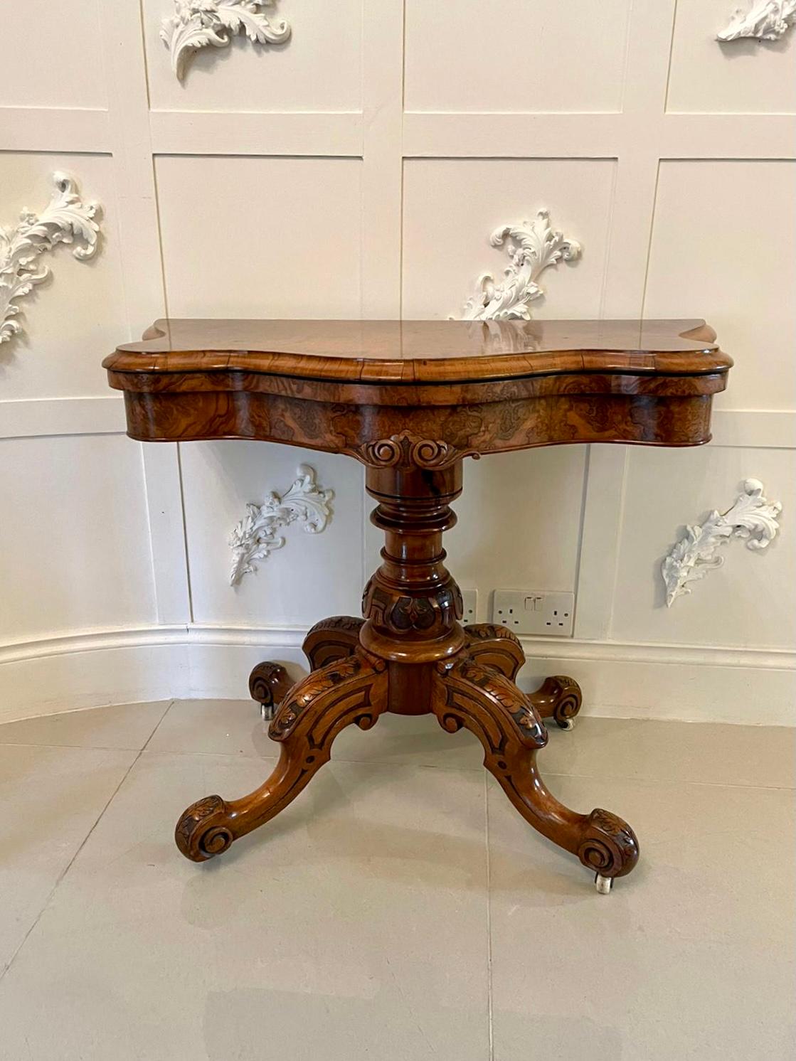 ​​Superb Quality Antique Victorian Burr Walnut Card Table In Excellent Condition In Suffolk, GB