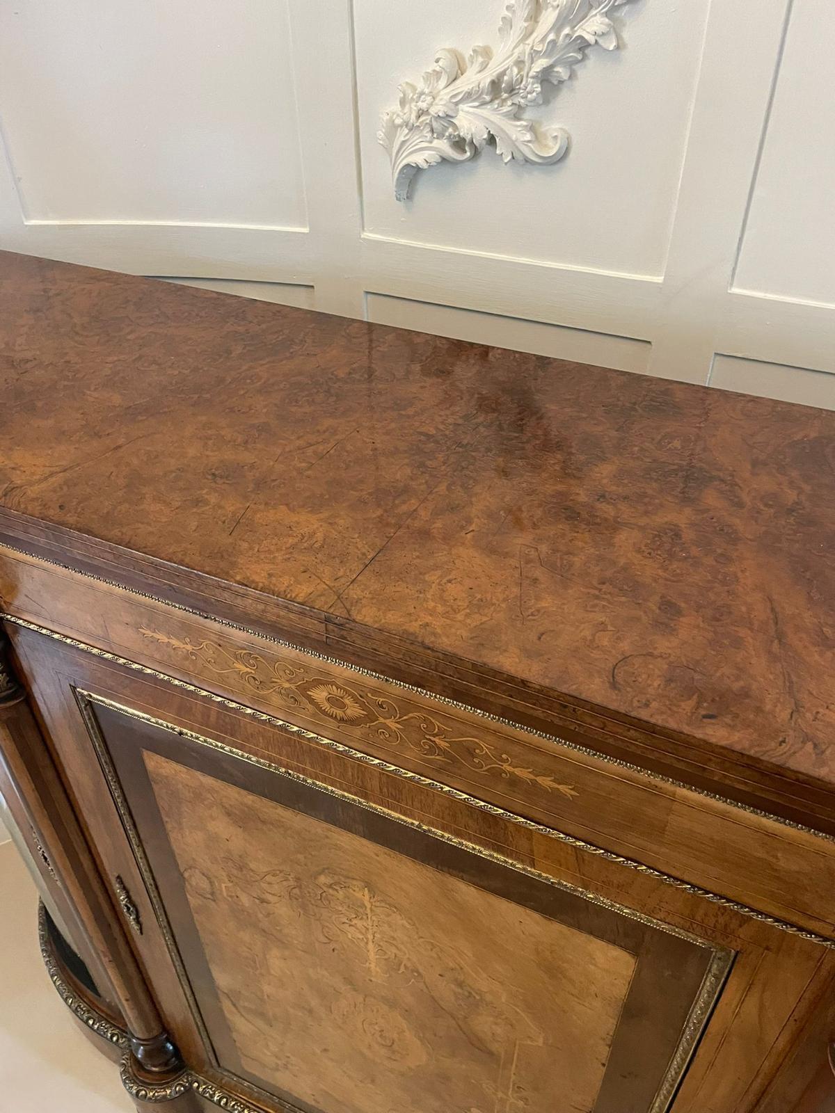 Mid-19th Century Superb Quality Antique Victorian Burr Walnut Inlaid Credenza/Sideboard For Sale