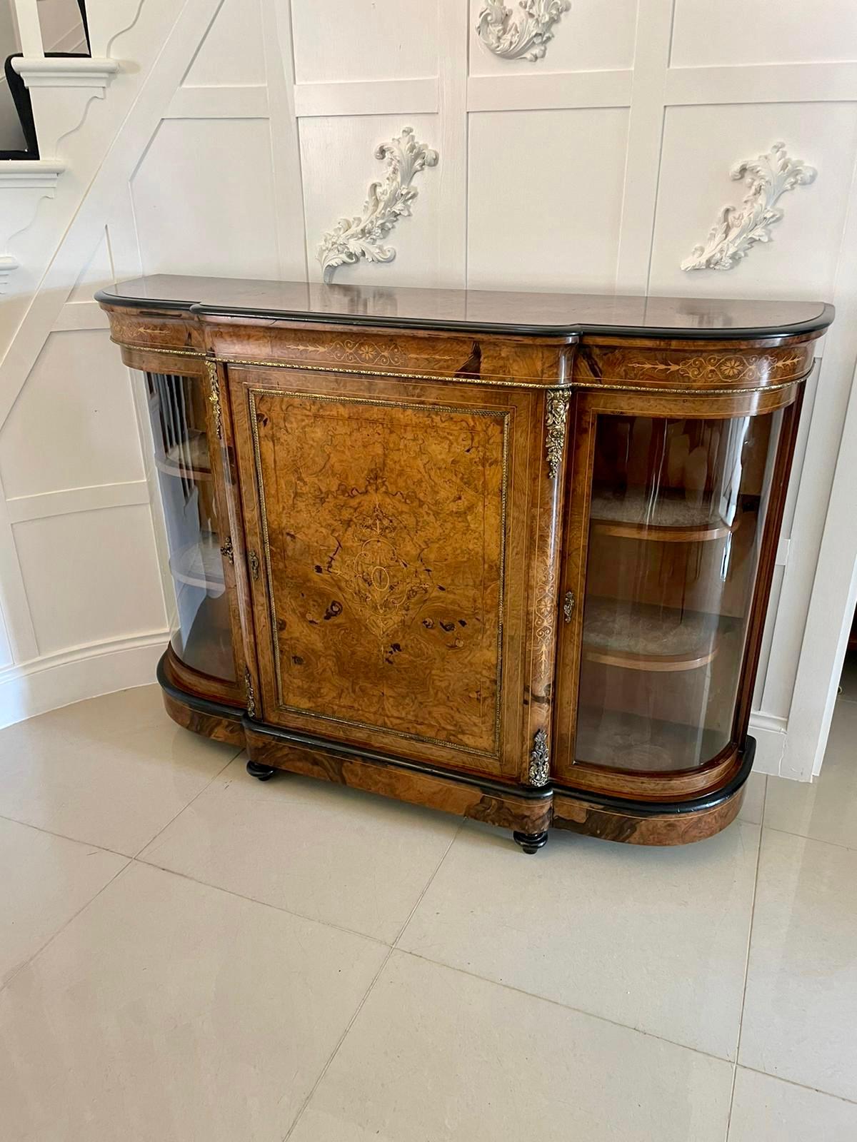 Inlay Superb Quality Antique Victorian Burr Walnut Inlaid Credenza/Sideboard