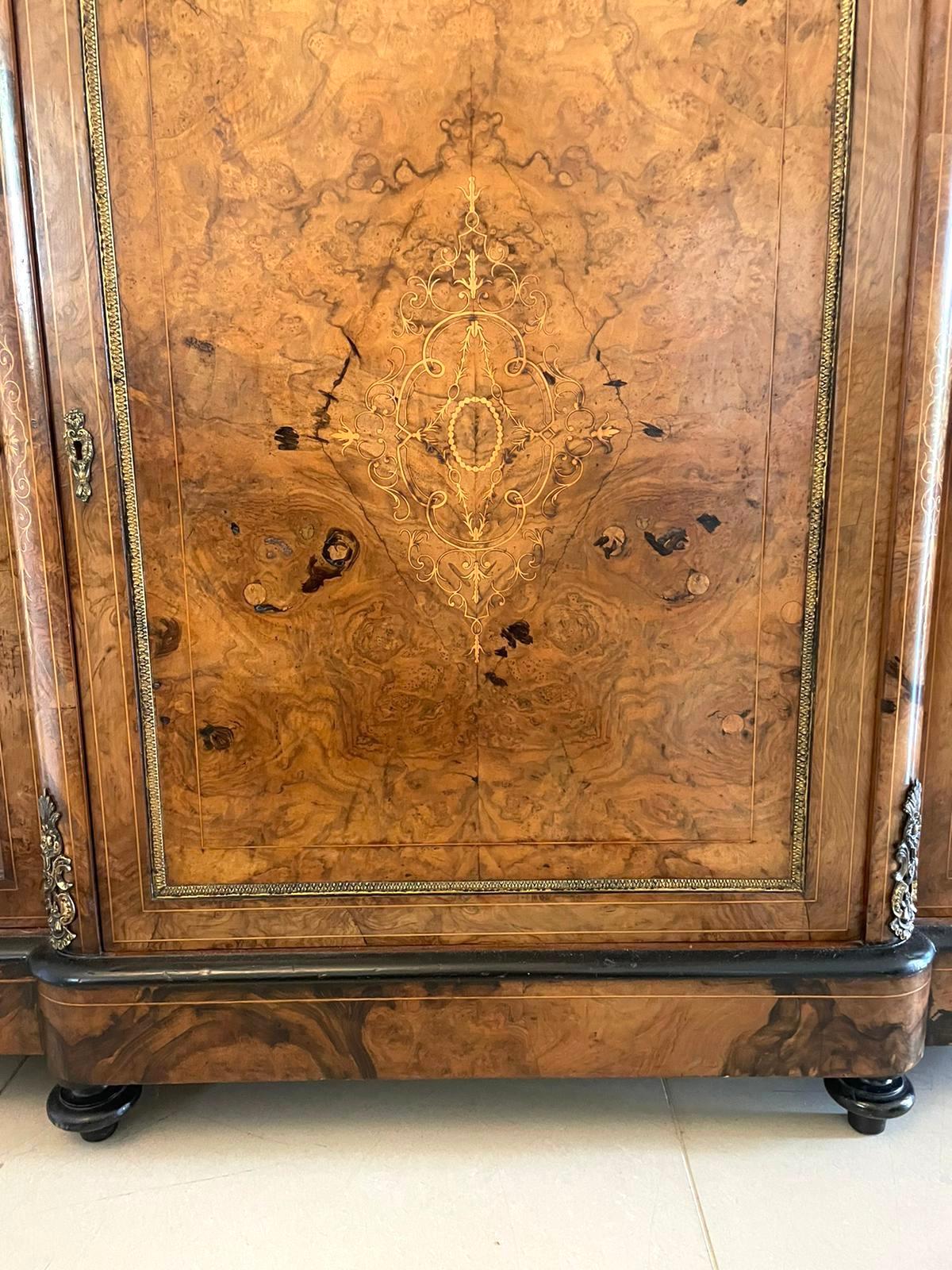 19th Century Superb Quality Antique Victorian Burr Walnut Inlaid Credenza/Sideboard
