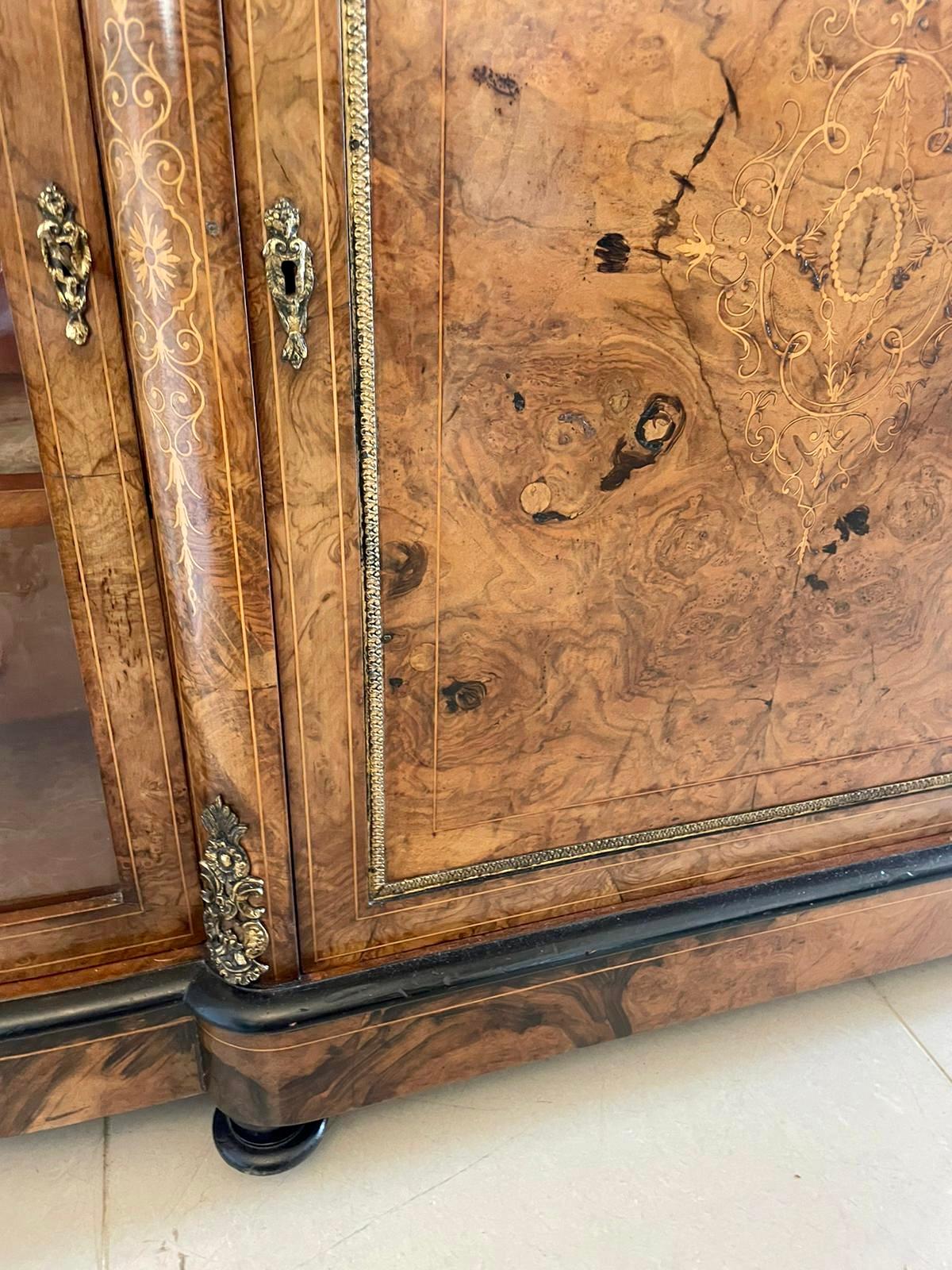 Superb Quality Antique Victorian Burr Walnut Inlaid Credenza/Sideboard 2