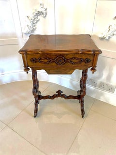Superb Quality Antique Victorian Burr Walnut Sewing Table