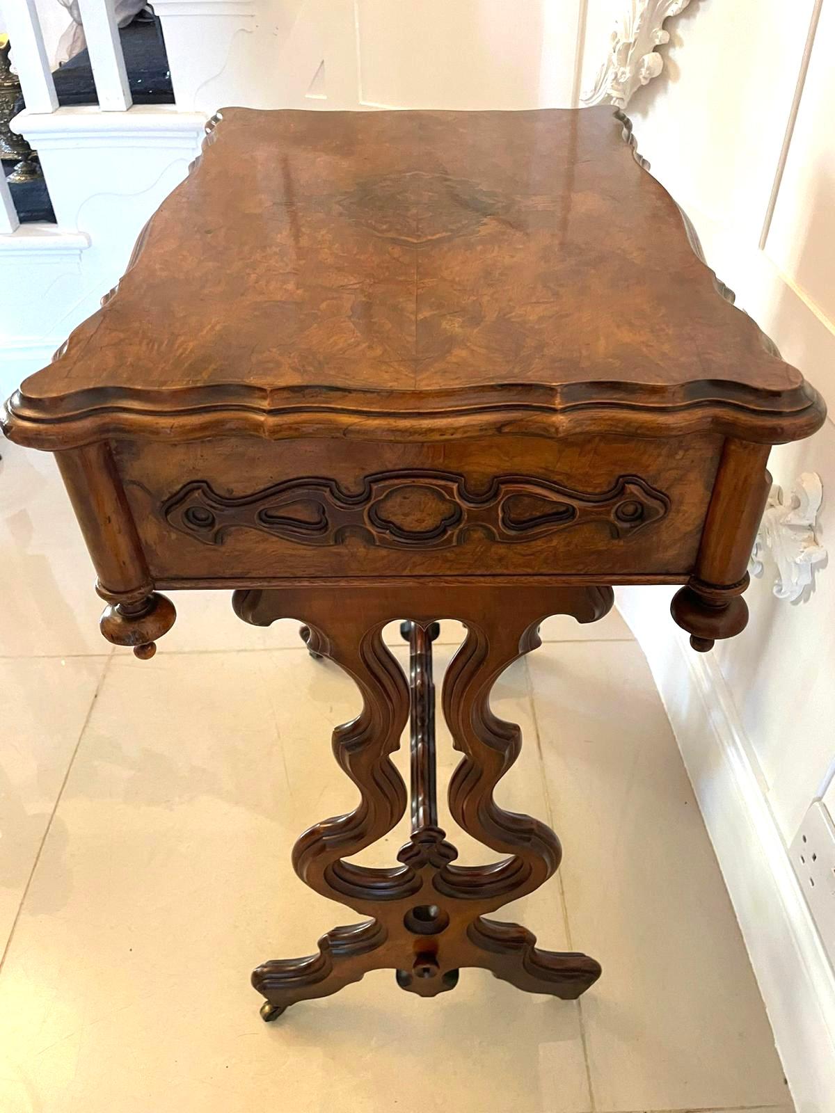 Superb Quality Antique Victorian Burr Walnut Sewing Table For Sale 2