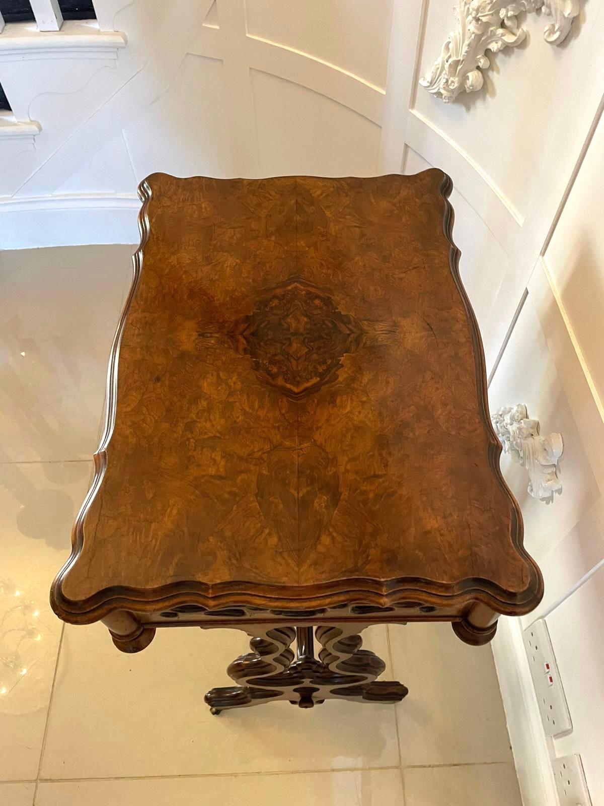 Superb Quality Antique Victorian Burr Walnut Sewing Table For Sale 3