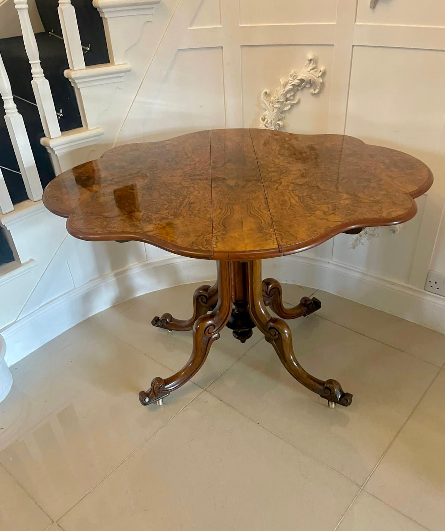Superb Quality Antique Victorian Burr Walnut Sutherland Table  1