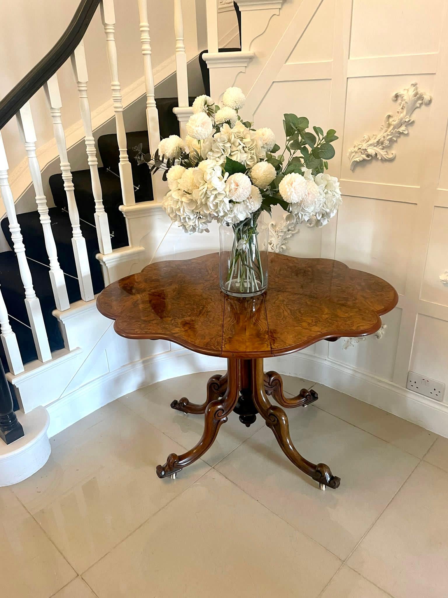 Superb Quality Antique Victorian Burr Walnut Sutherland Table  2
