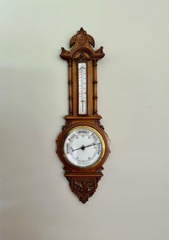 Superb quality antique Victorian carved oak banjo barometer