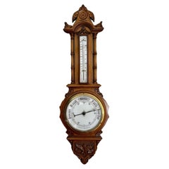 Superb quality antique Victorian carved oak banjo barometer 