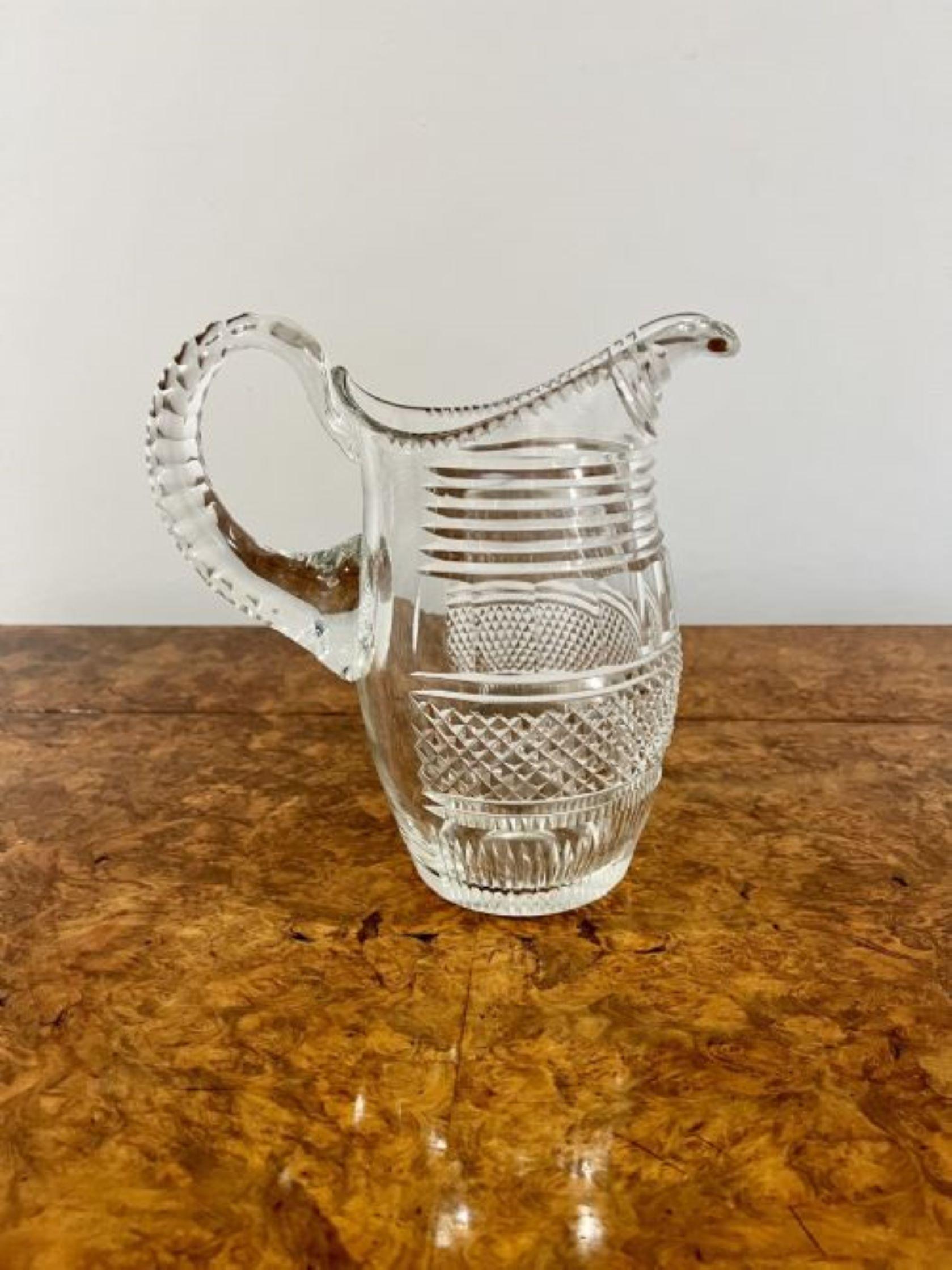 Glass Superb quality antique Victorian cut glass water jug For Sale