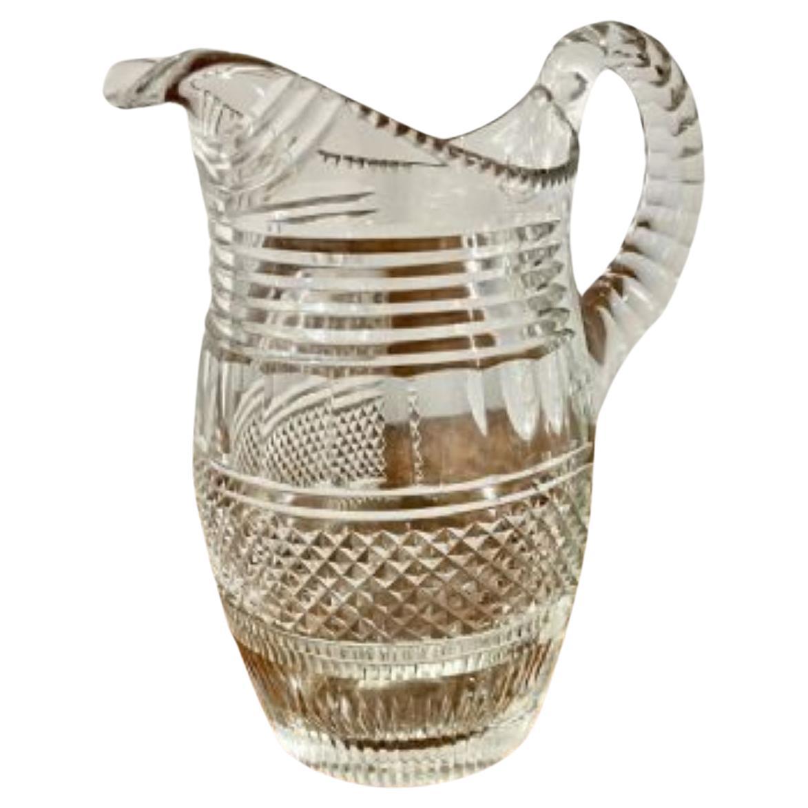 Superb quality antique Victorian cut glass water jug For Sale