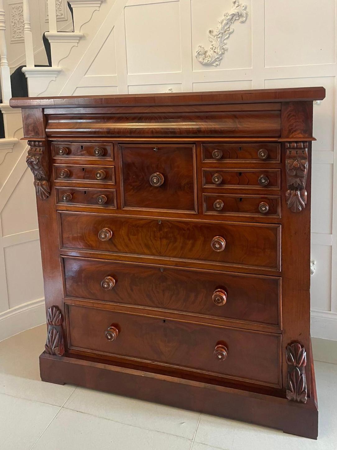 Superb Quality Antique Victorian Figured Mahogany Chest of Drawers  For Sale 7