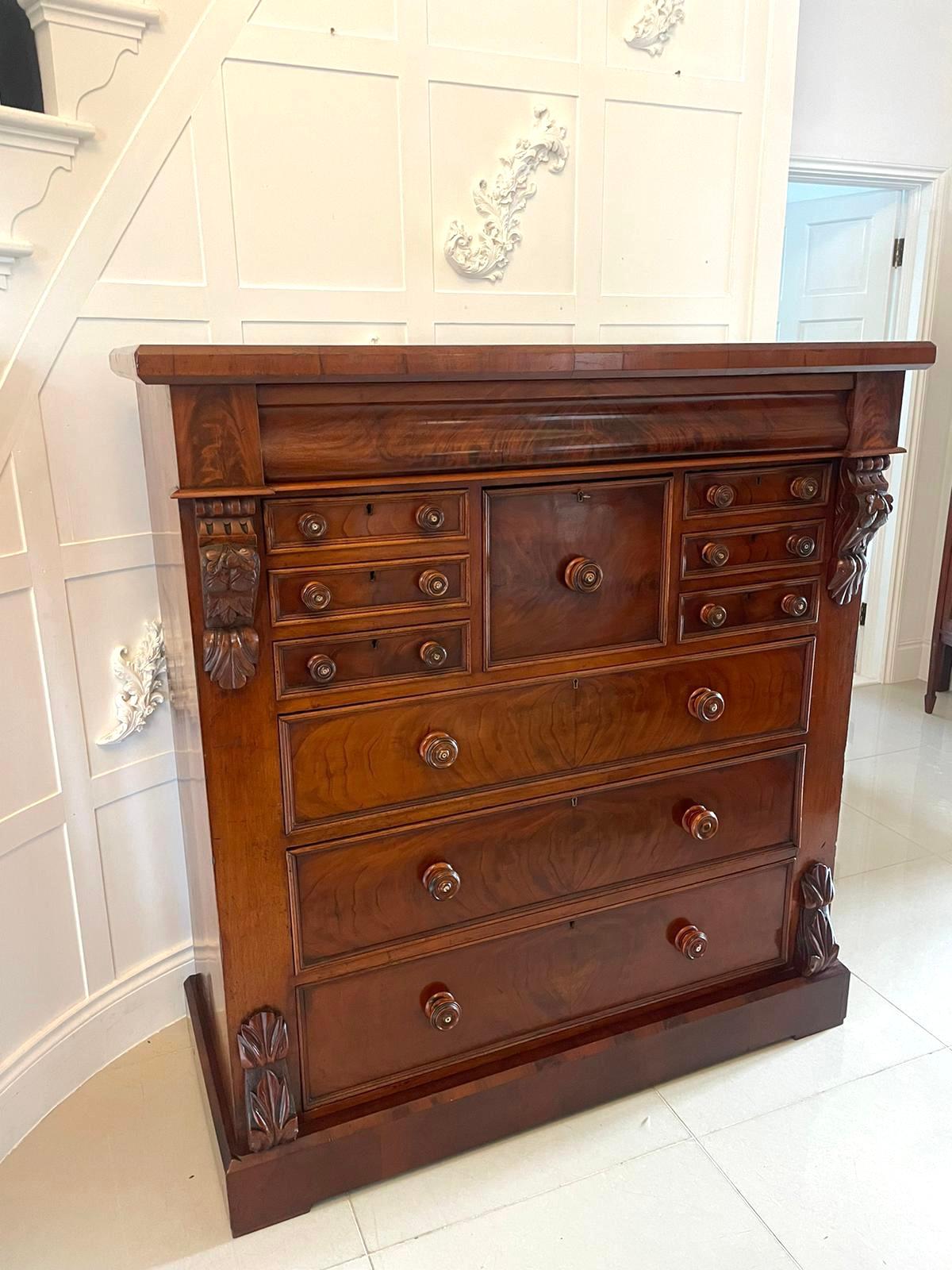 Superb Quality Antique Victorian Figured Mahogany Chest of Drawers  For Sale 8