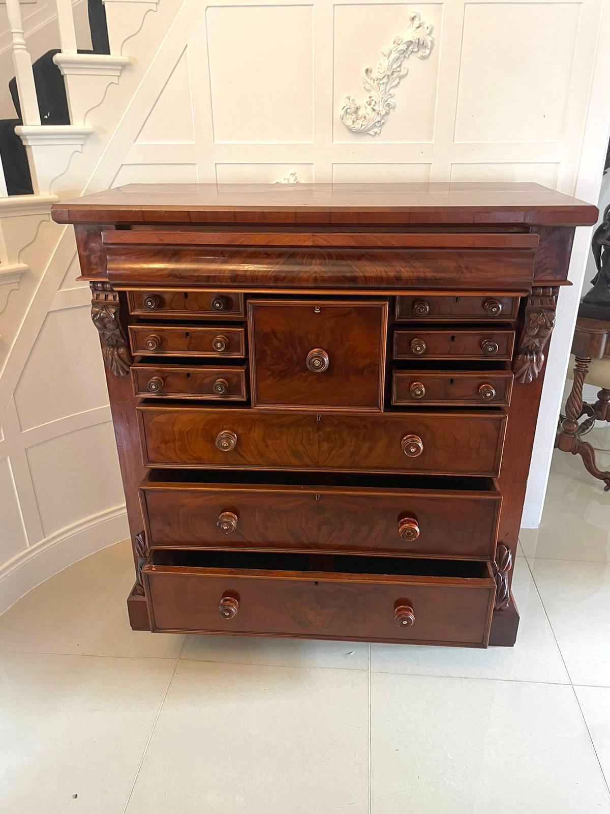 English Superb Quality Antique Victorian Figured Mahogany Chest of Drawers  For Sale