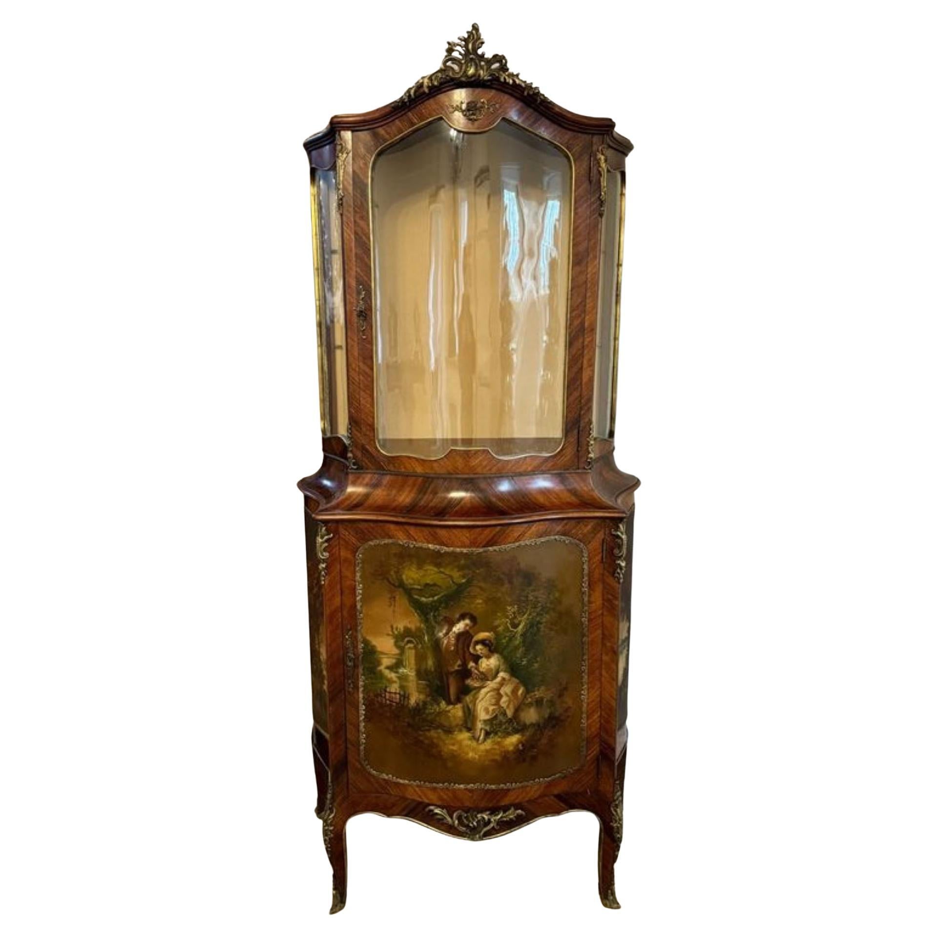 Vitrina antigua victoriana francesa de kingwood de excelente calidad