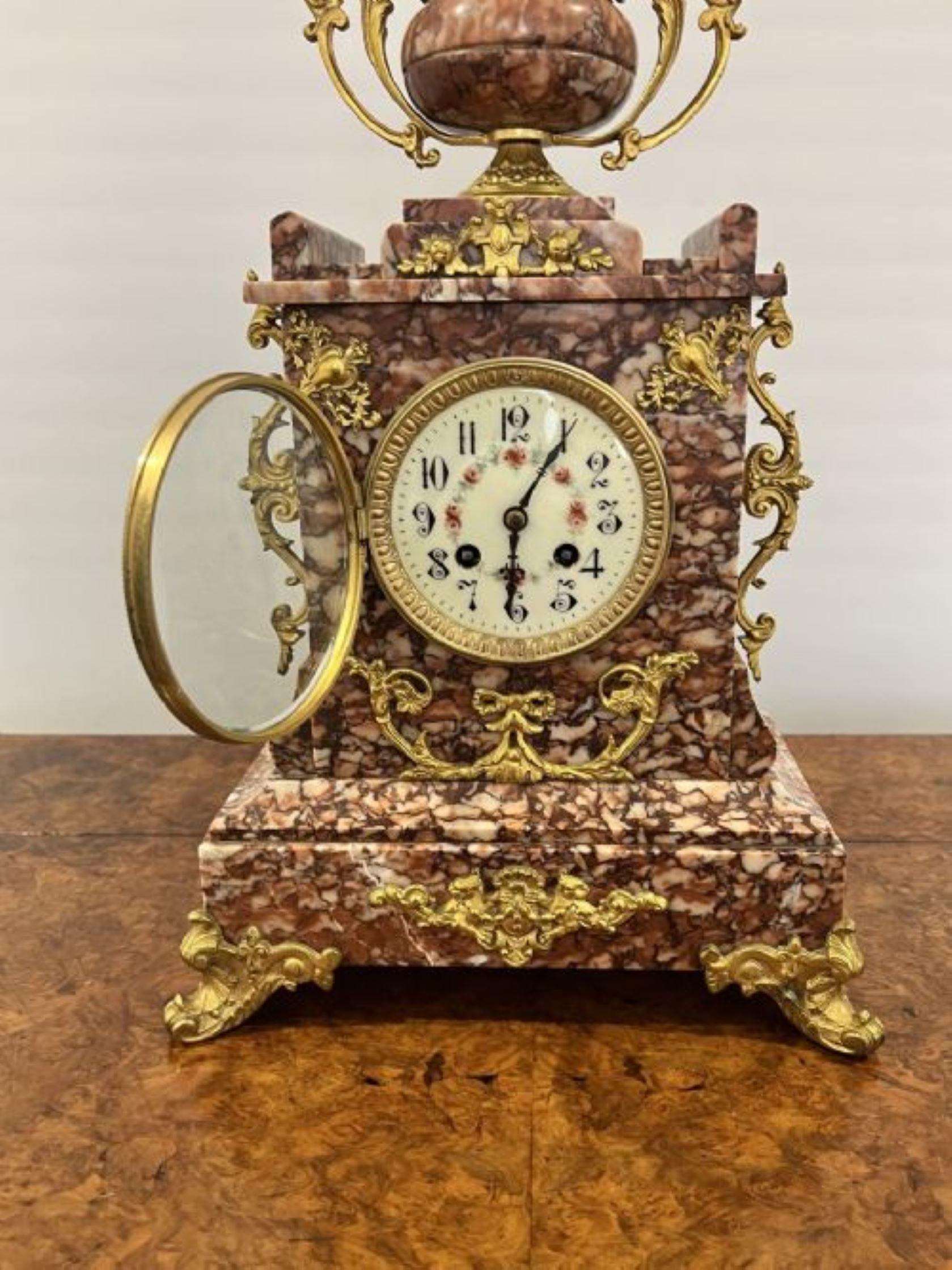 Superb quality antique Victorian French ornate marble clock set  For Sale 5