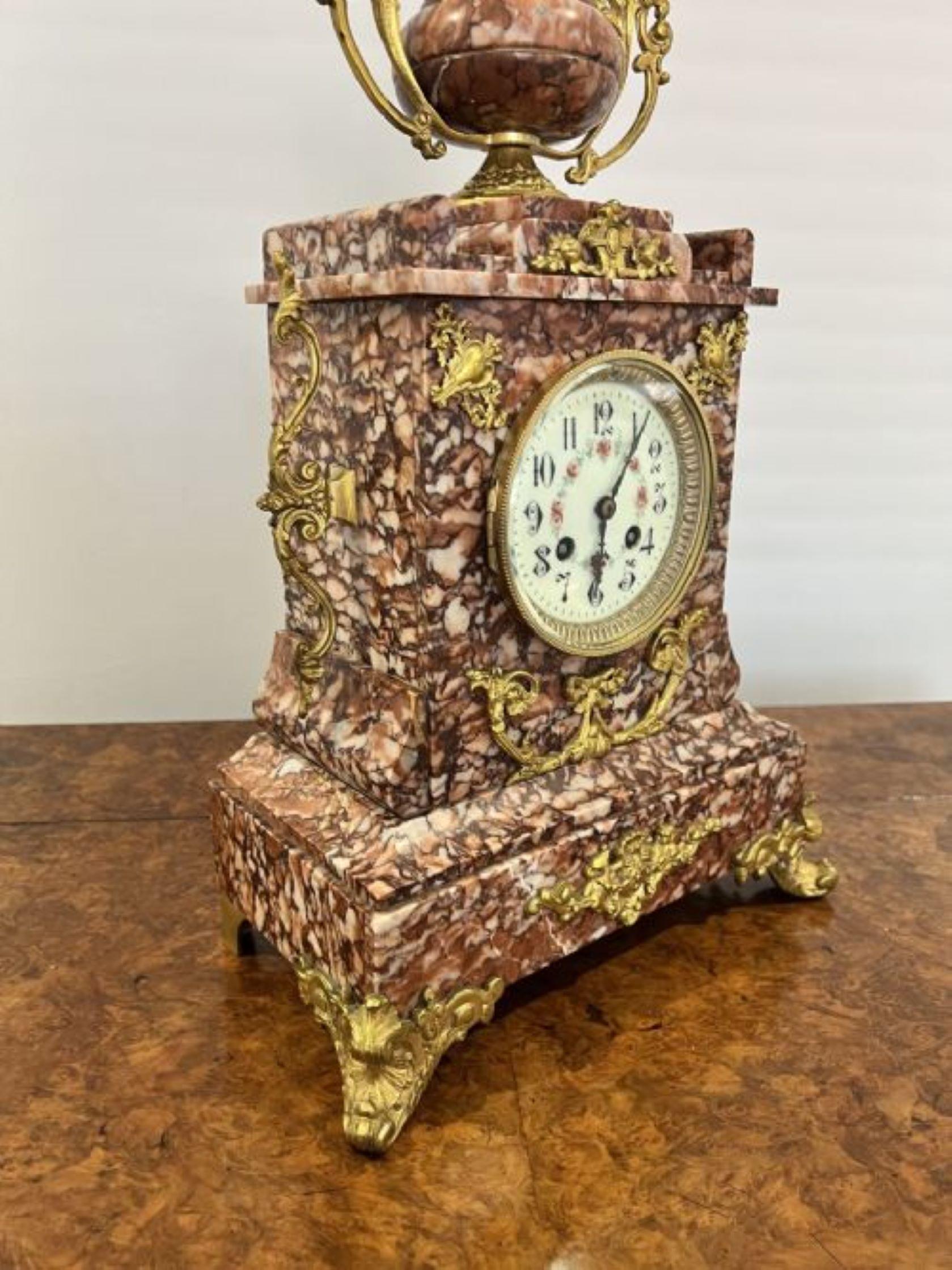 Superb quality antique Victorian French ornate marble clock set  For Sale 6