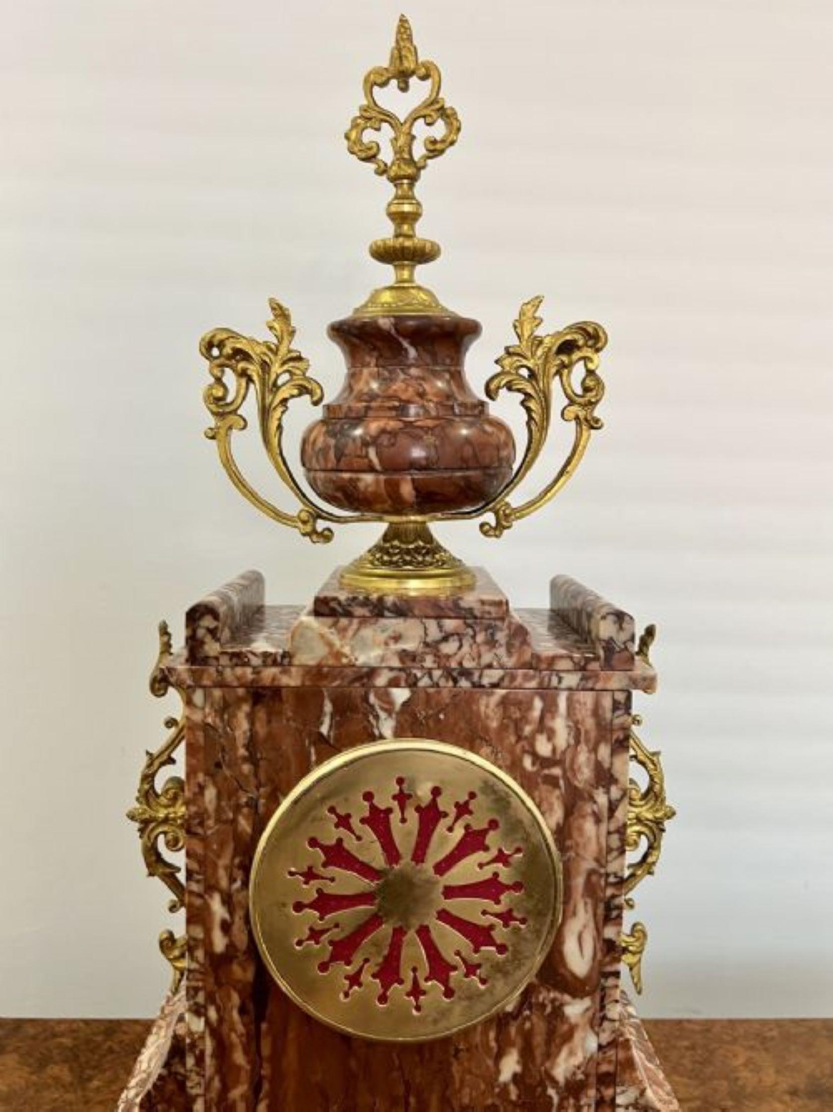 Superb quality antique Victorian French ornate marble clock set For Sale 7