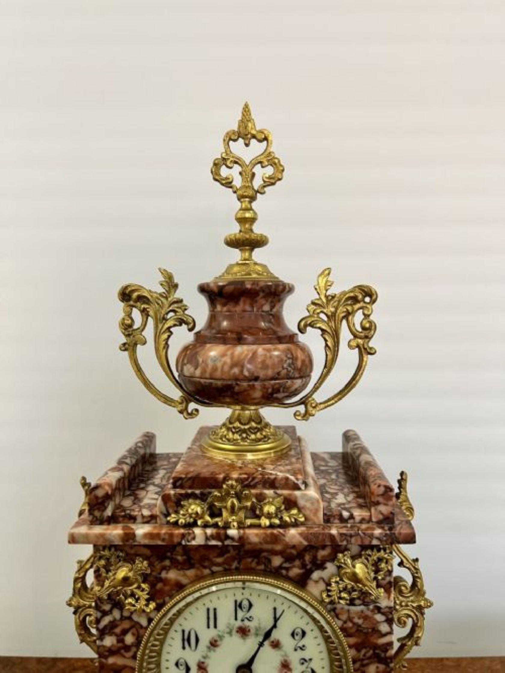 Superb quality antique Victorian French ornate marble clock set For Sale 3