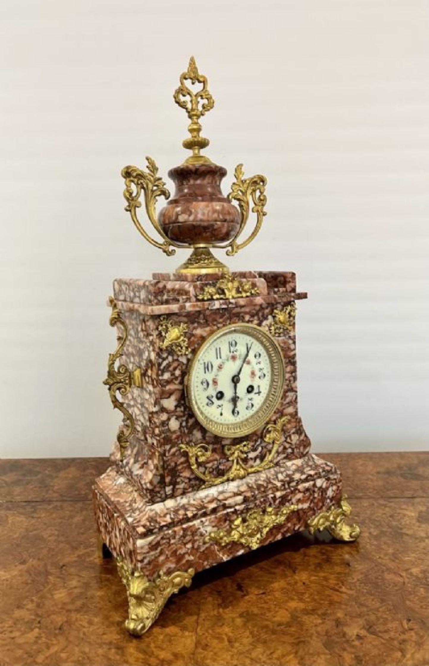Superb quality antique Victorian French ornate marble clock set  For Sale 4