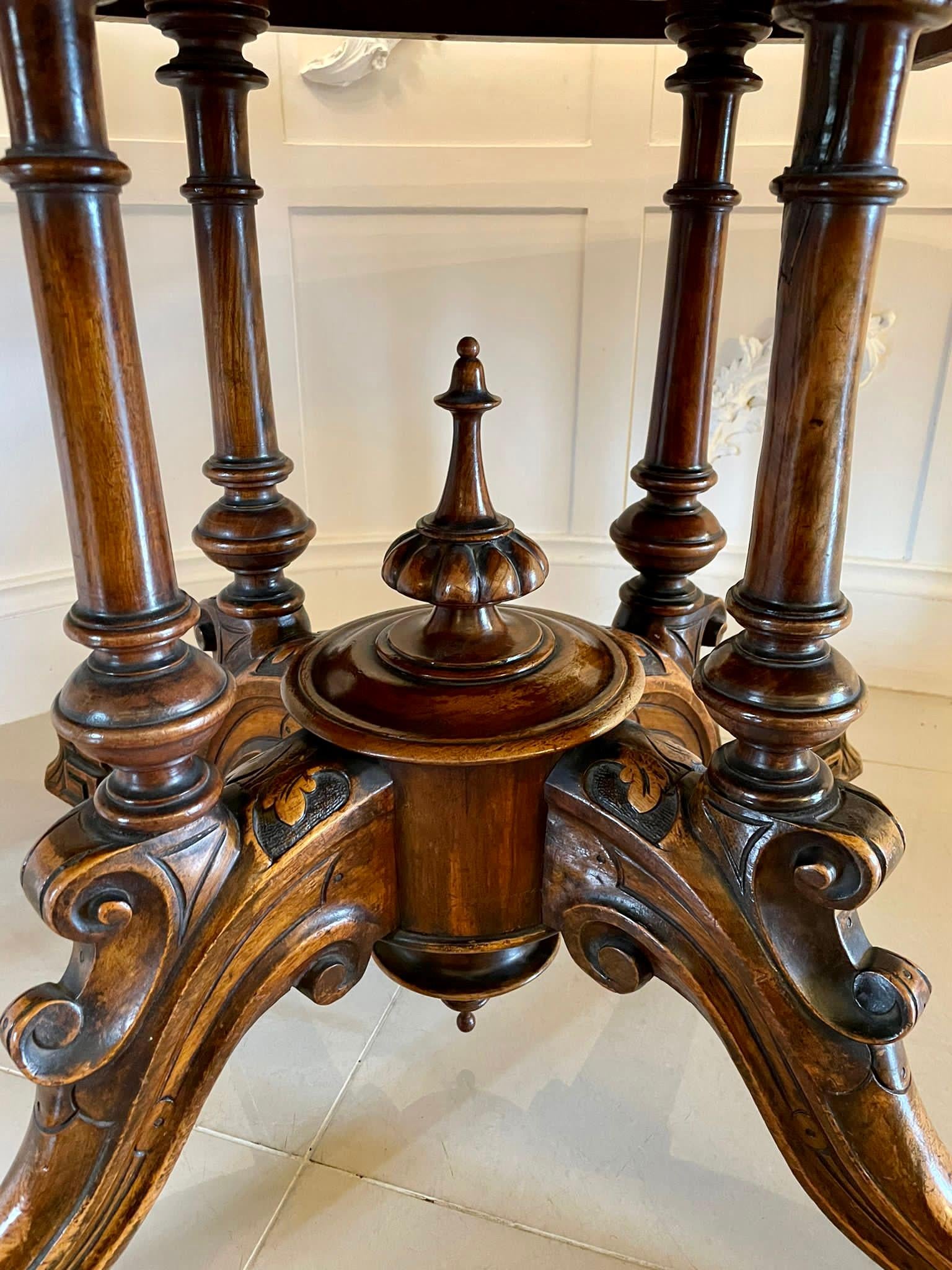 Superb Quality Antique Victorian Inlaid Burr Walnut Centre Table  7
