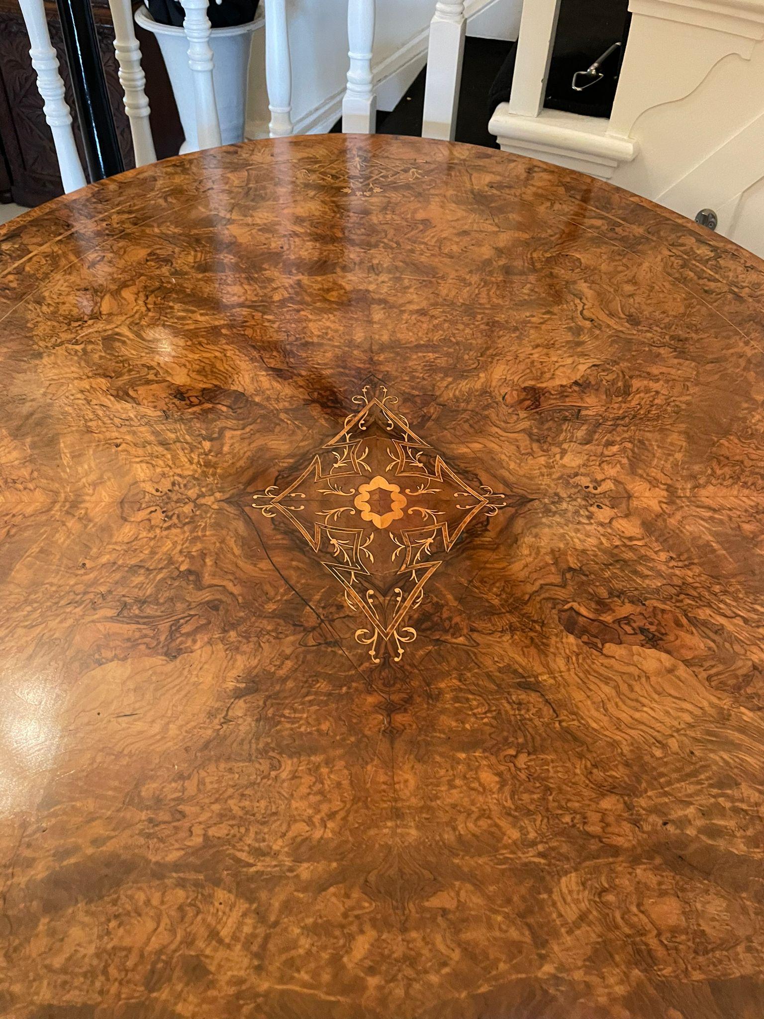 English Superb Quality Antique Victorian Inlaid Burr Walnut Centre Table 