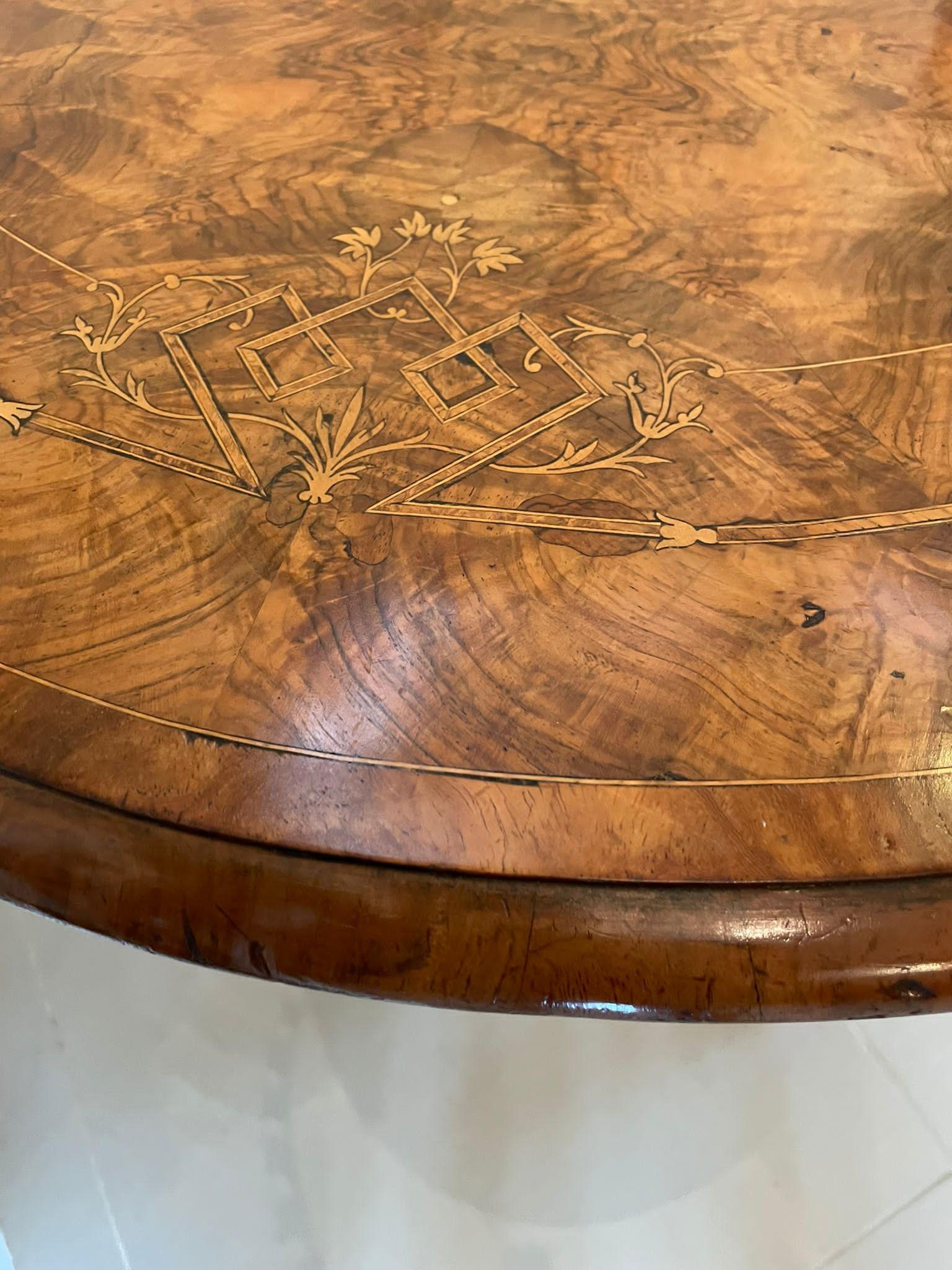 19th Century Superb Quality Antique Victorian Inlaid Burr Walnut Centre Table 