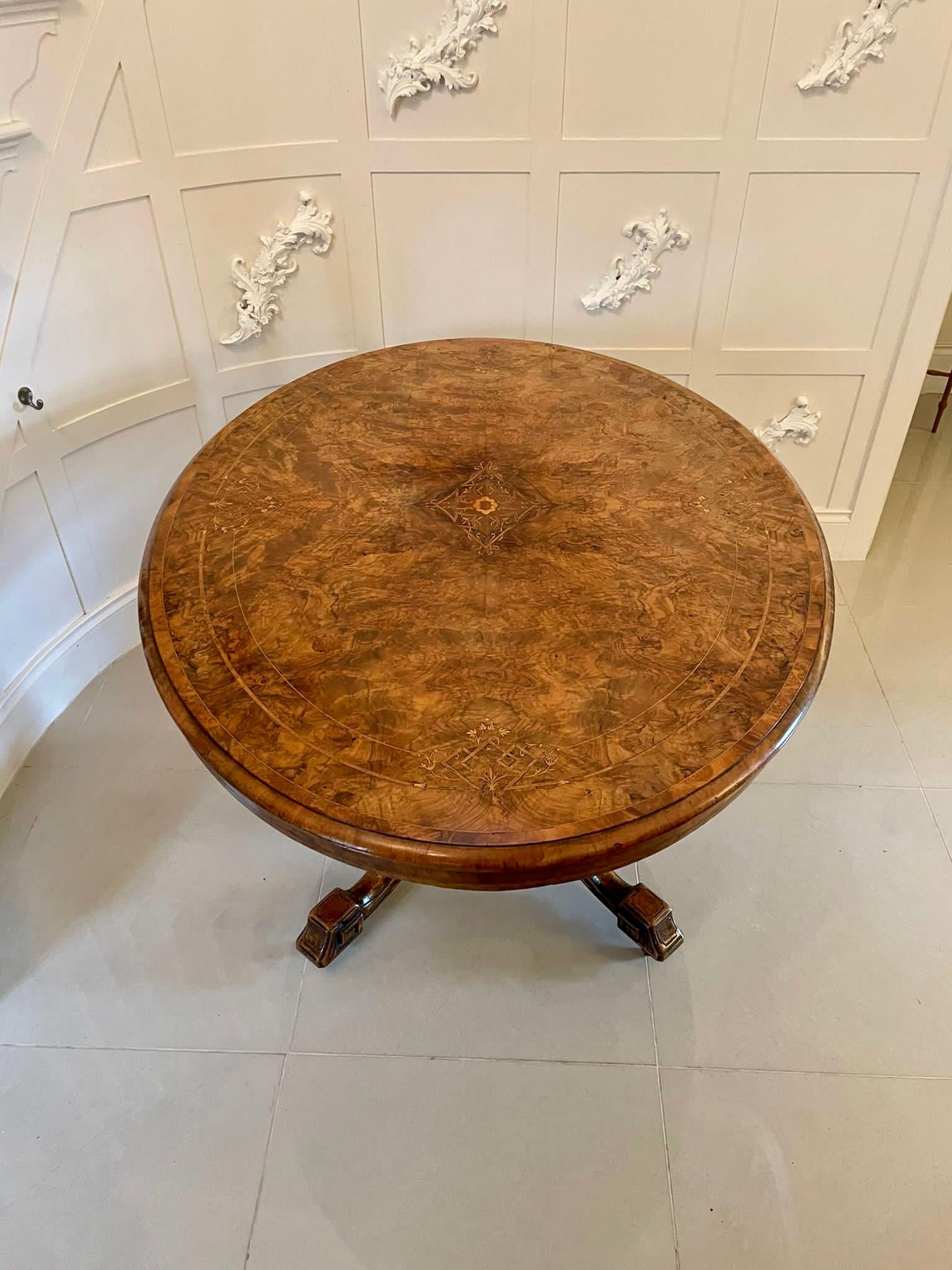 Superb Quality Antique Victorian Inlaid Burr Walnut Centre Table  2