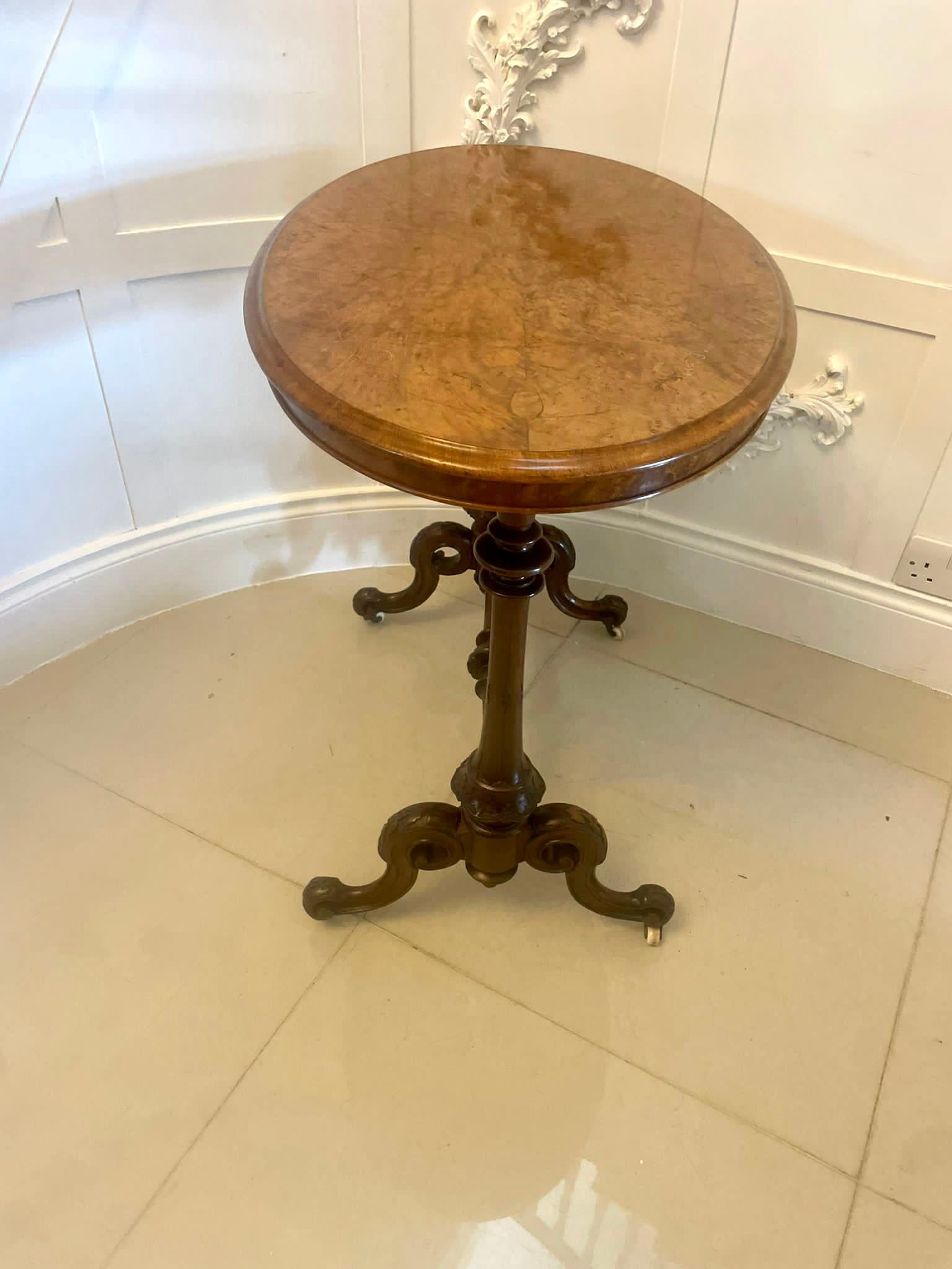 19th Century Superb Quality Antique Victorian Inlaid Burr Walnut Lamp Table  For Sale