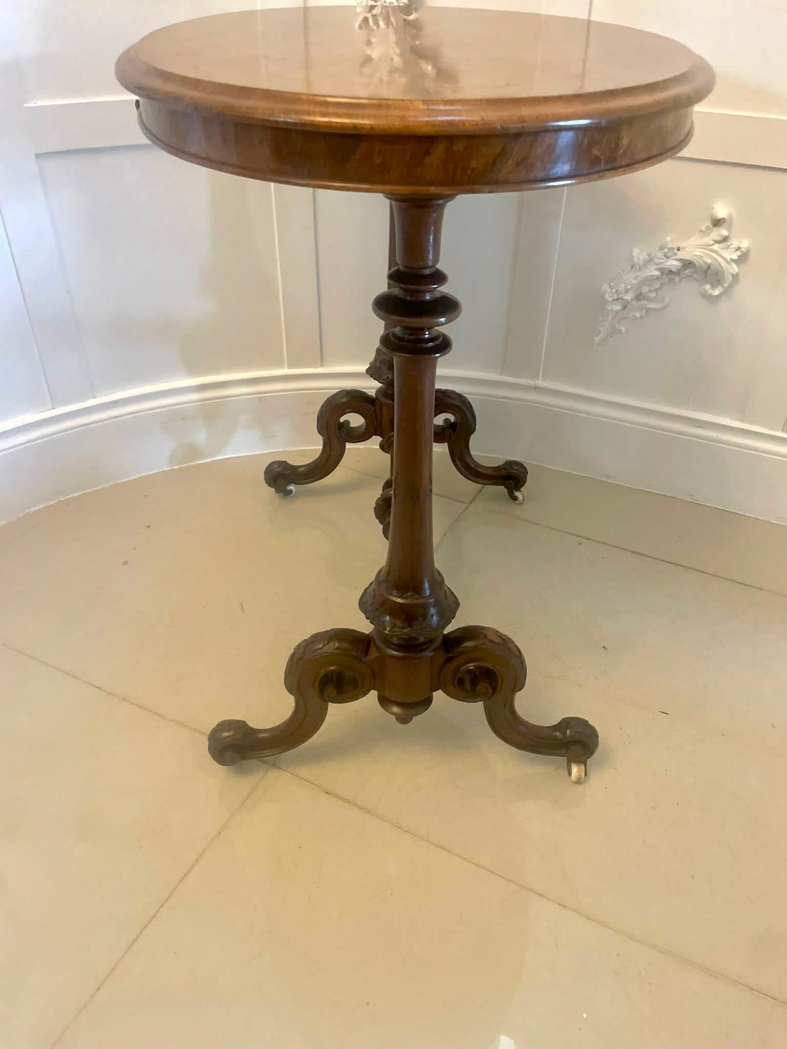 Superb Quality Antique Victorian Inlaid Burr Walnut Lamp Table  For Sale 1