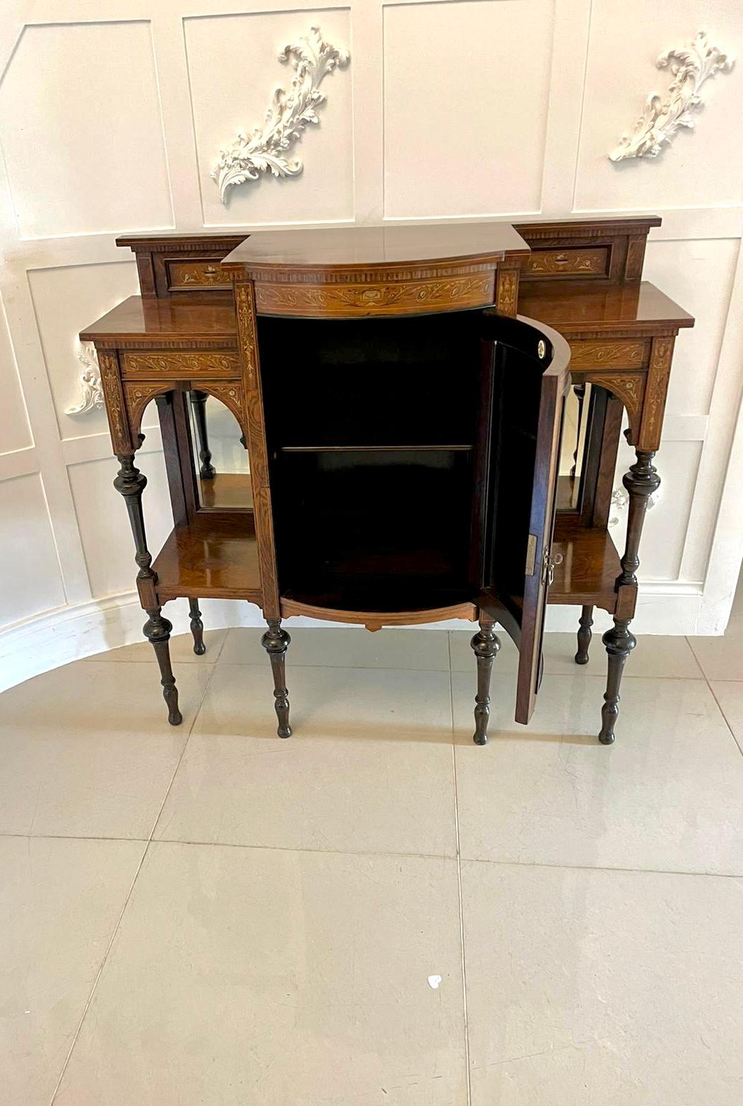 Superb Quality Antique Victorian Inlaid Rosewood Side Cabinet In Good Condition In Suffolk, GB