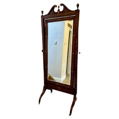 Superb quality antique Victorian mahogany inlaid cheval mirror 