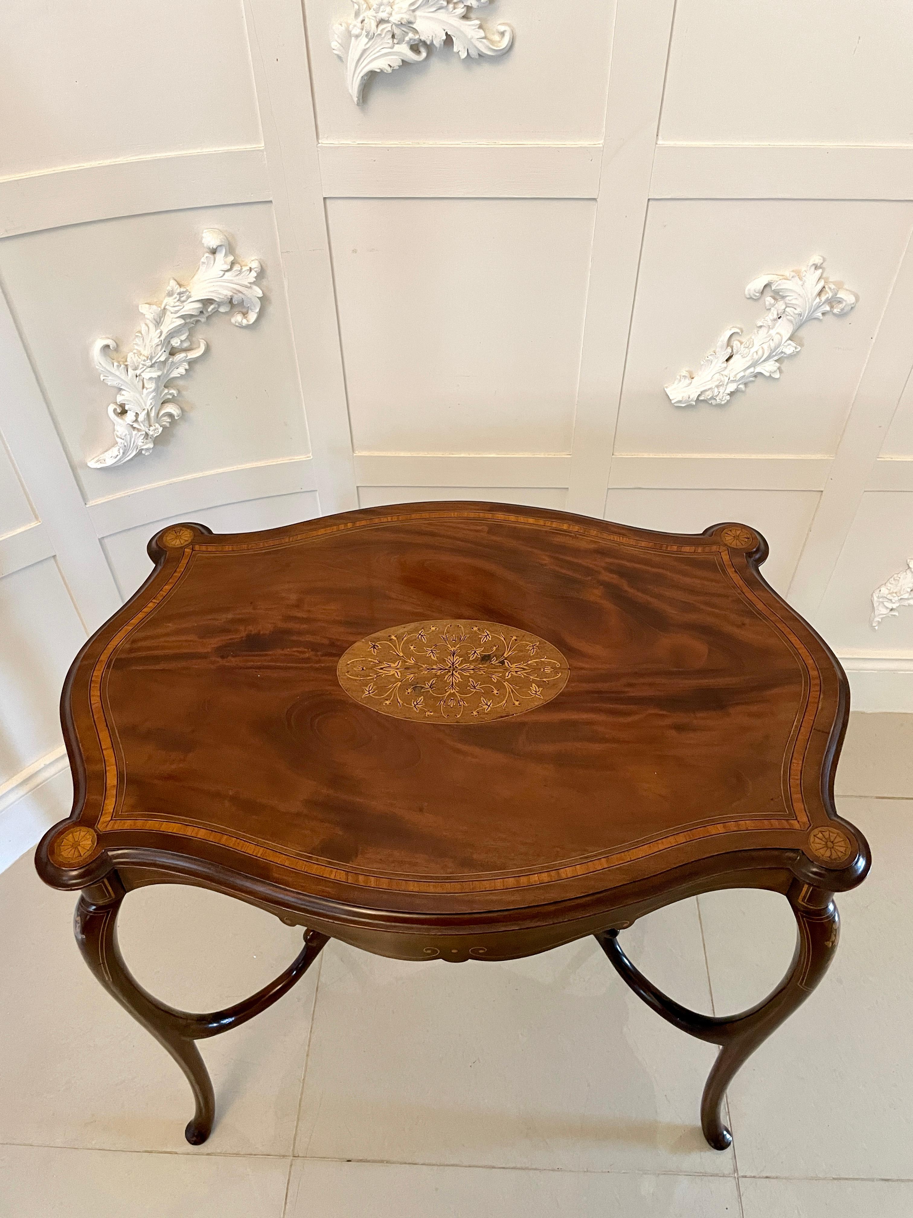 Superb Quality Antique Victorian Mahogany Inlaid Shaped Centre Table For Sale 5