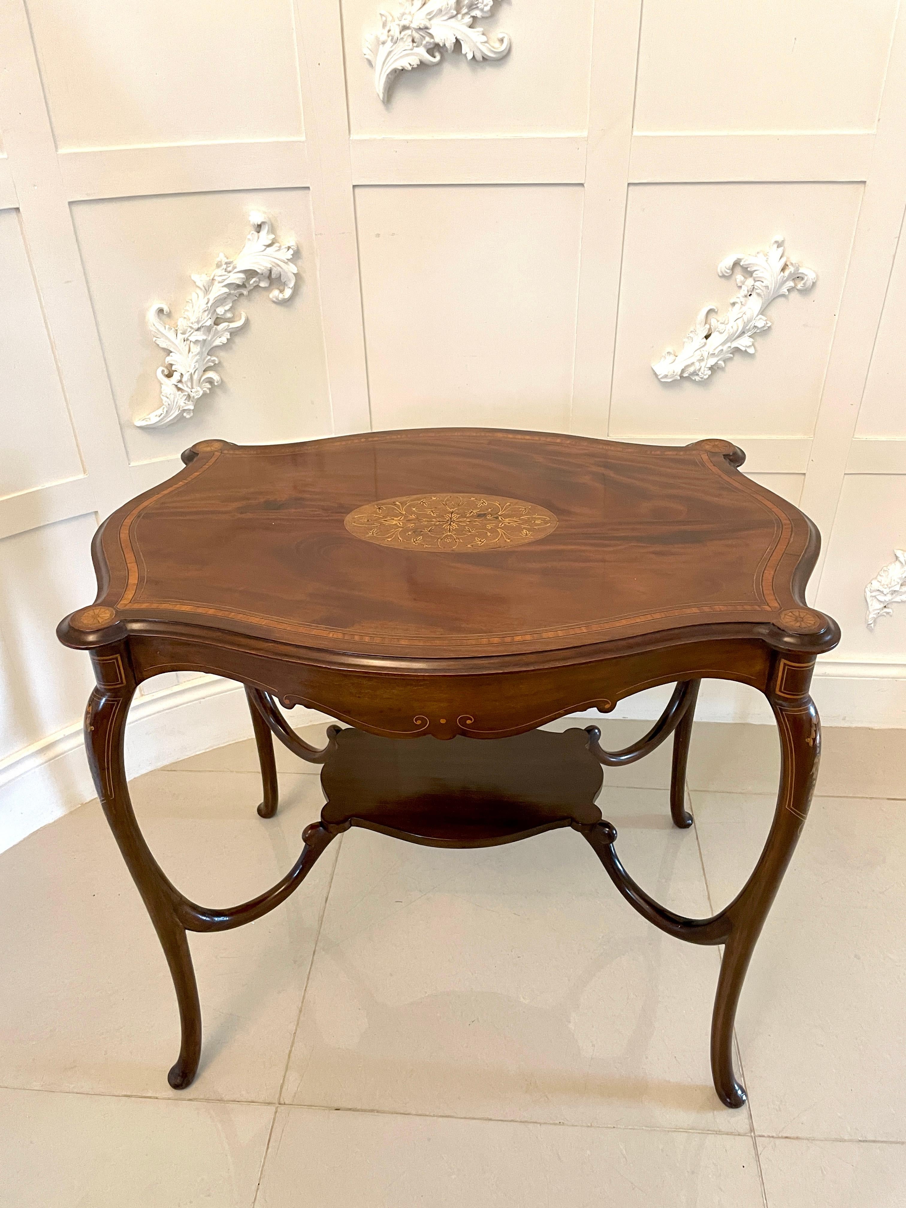 Superb Quality Antique Victorian Mahogany Inlaid Shaped Centre Table For Sale 6