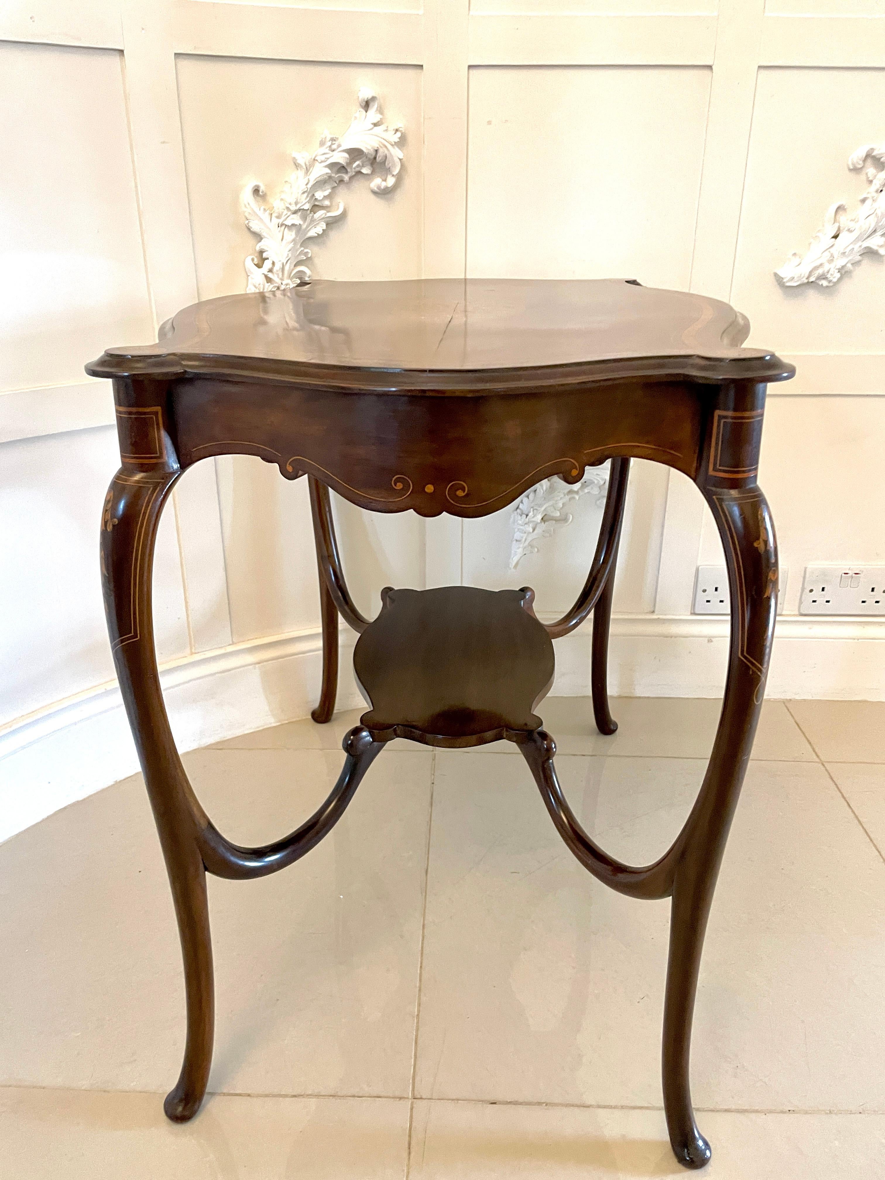 Late 19th Century Superb Quality Antique Victorian Mahogany Inlaid Shaped Centre Table For Sale