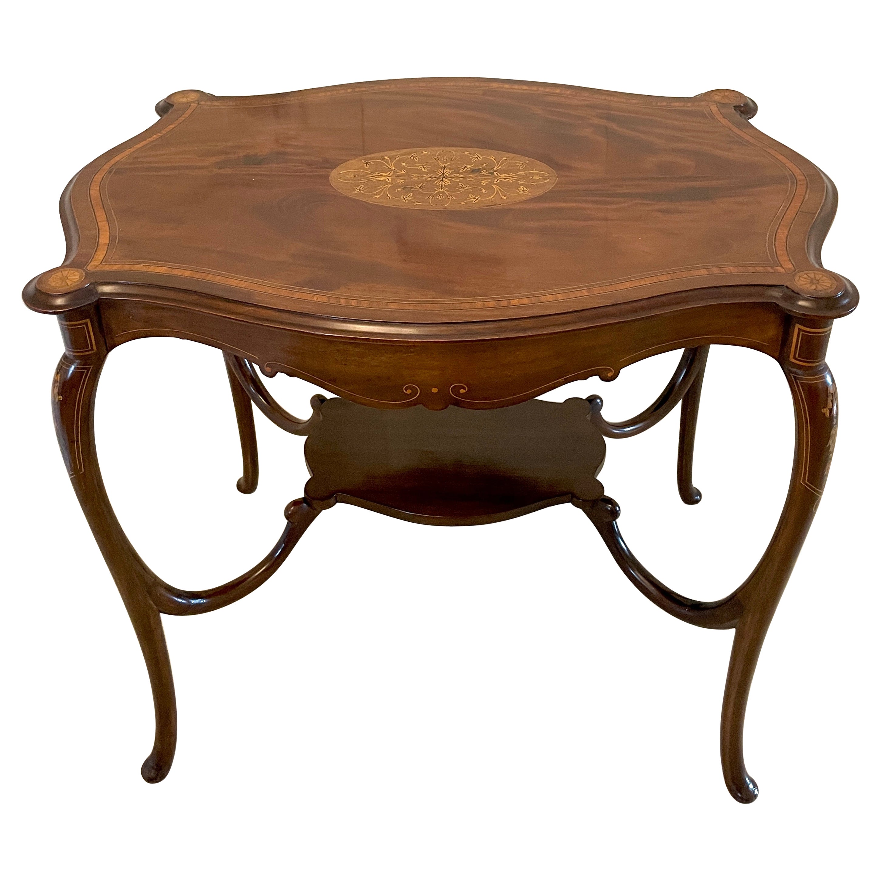 Superb Quality Antique Victorian Mahogany Inlaid Shaped Centre Table