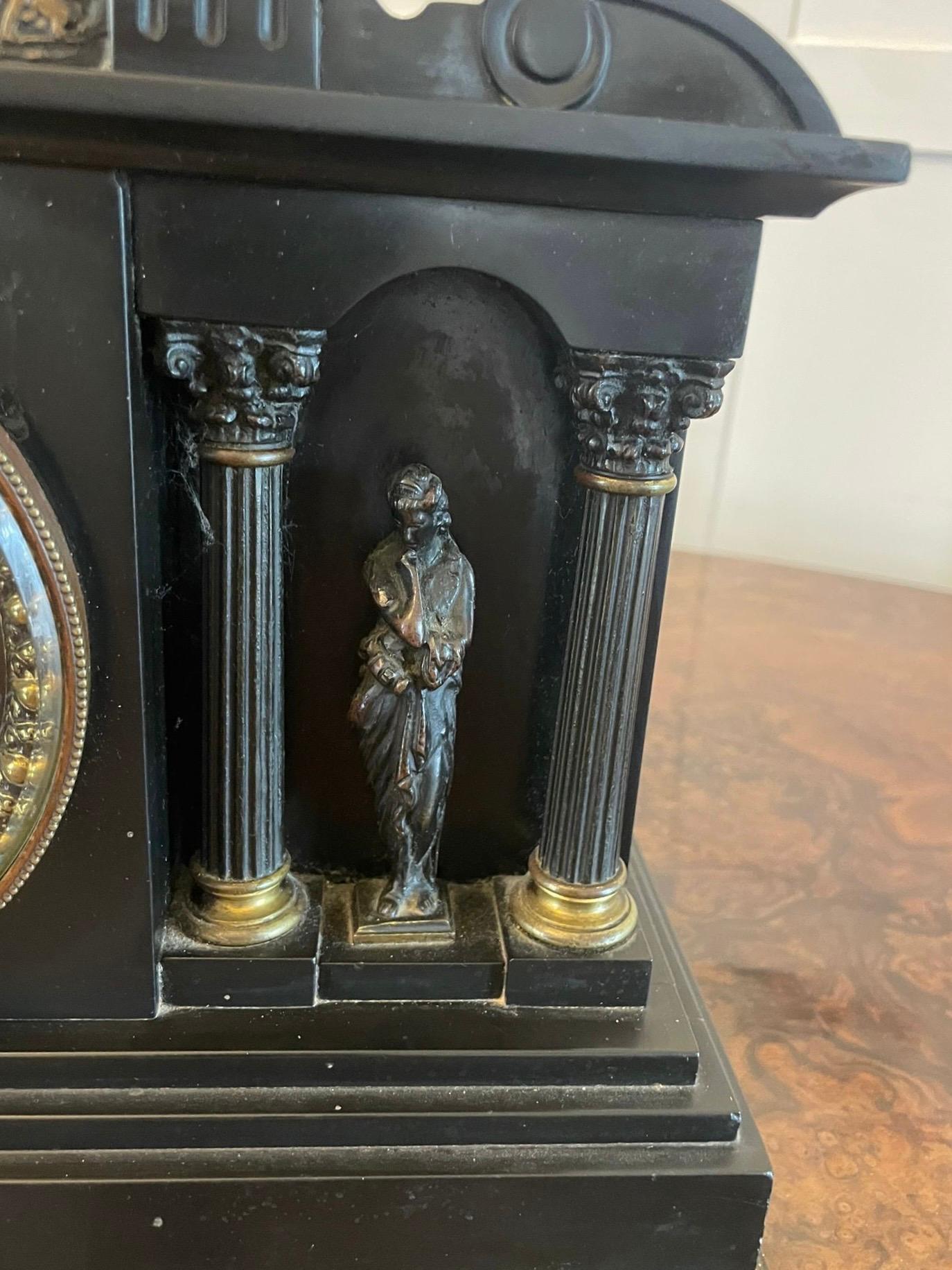 Reloj de manto de mármol victoriano antiguo de magnífica calidad en Bueno estado para la venta en Suffolk, GB
