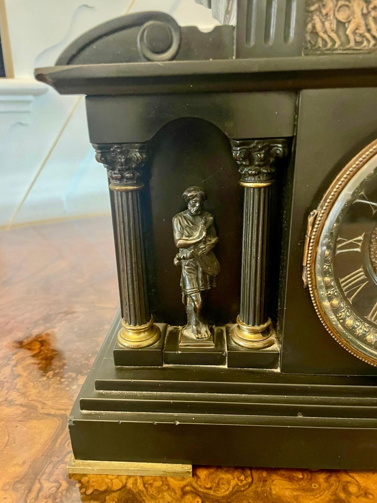 Reloj de manto de mármol victoriano antiguo de magnífica calidad en venta 1