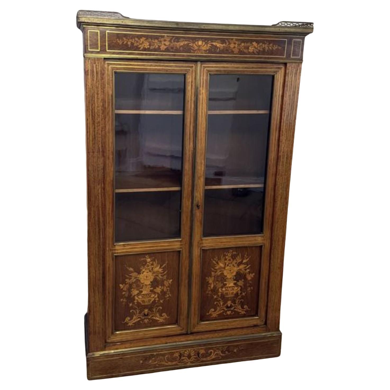 Superb quality antique Victorian marquetry inlaid display cabinet