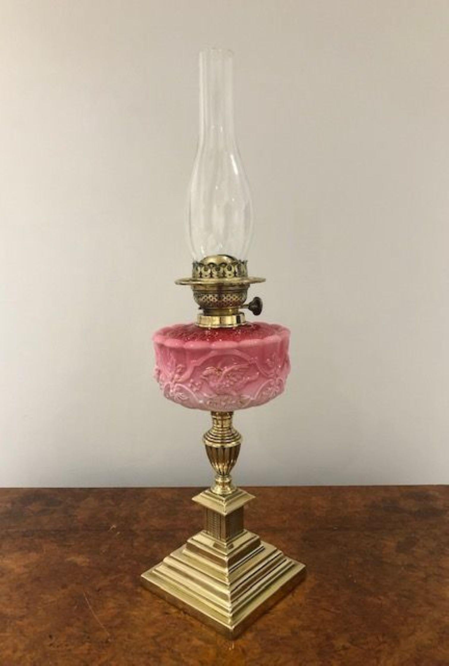 XIXe siècle Lampe à l'huile victorienne ancienne de grande qualité en vente