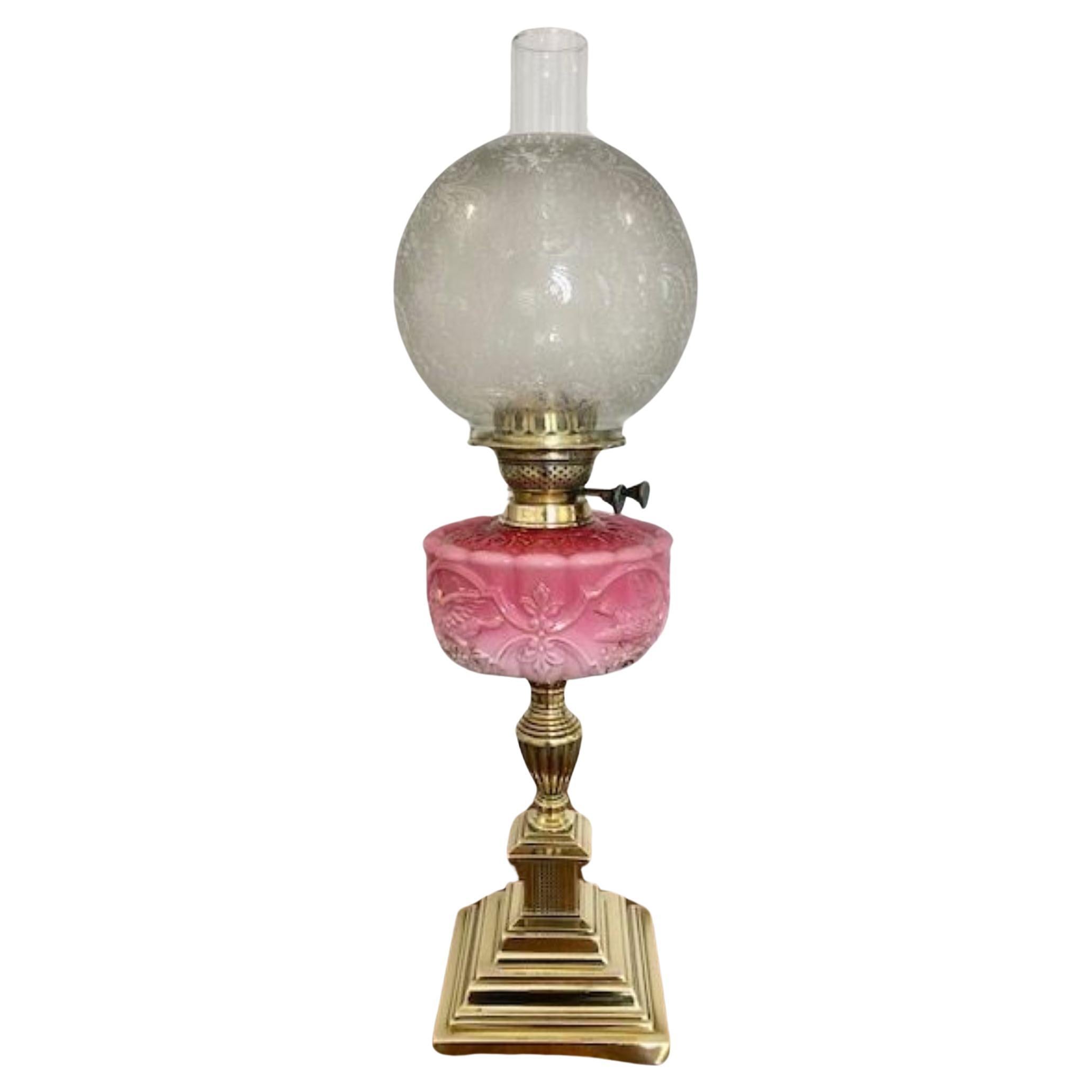Superb Quality Antique Victorian Oil Lamp For Sale