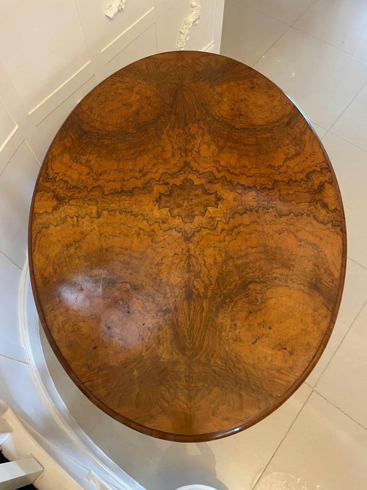 English Superb Quality Antique Victorian Oval Burr Walnut Dining Table  For Sale