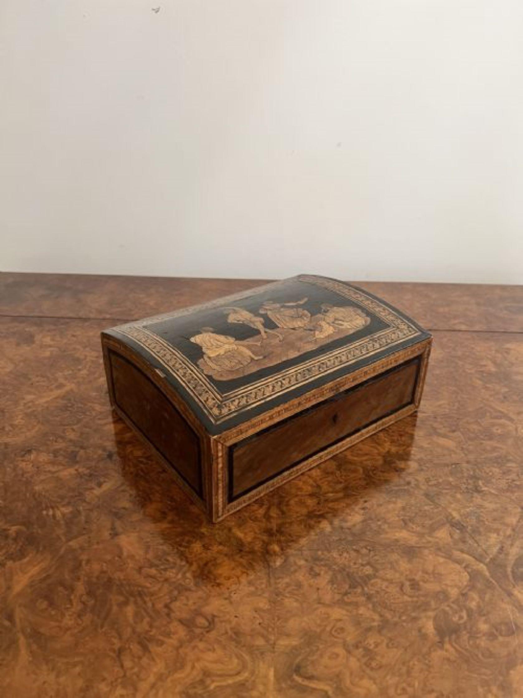 Walnut Superb quality antique Victorian walnut marquetry inlaid box  For Sale