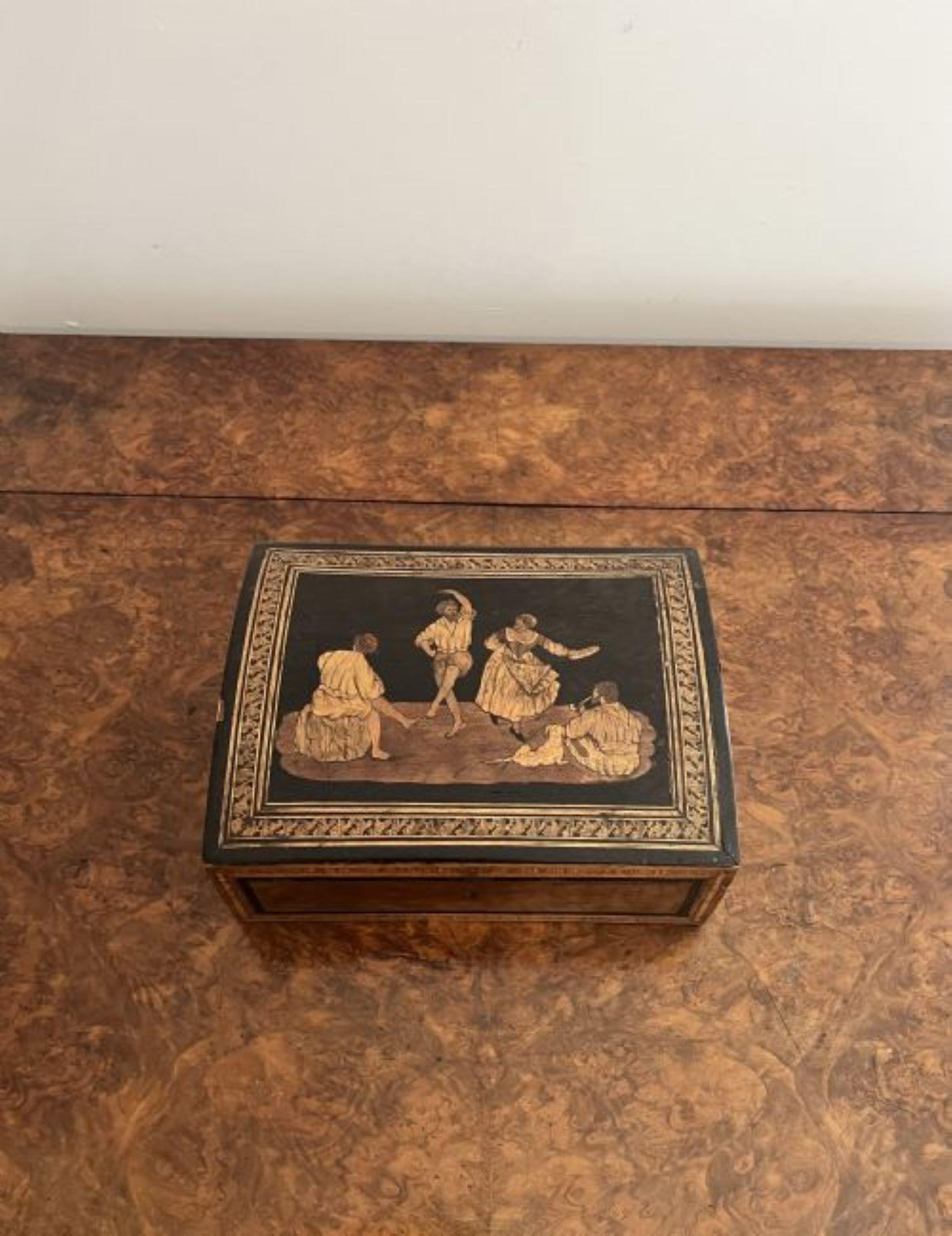 Superb quality antique Victorian walnut marquetry inlaid box  For Sale 1