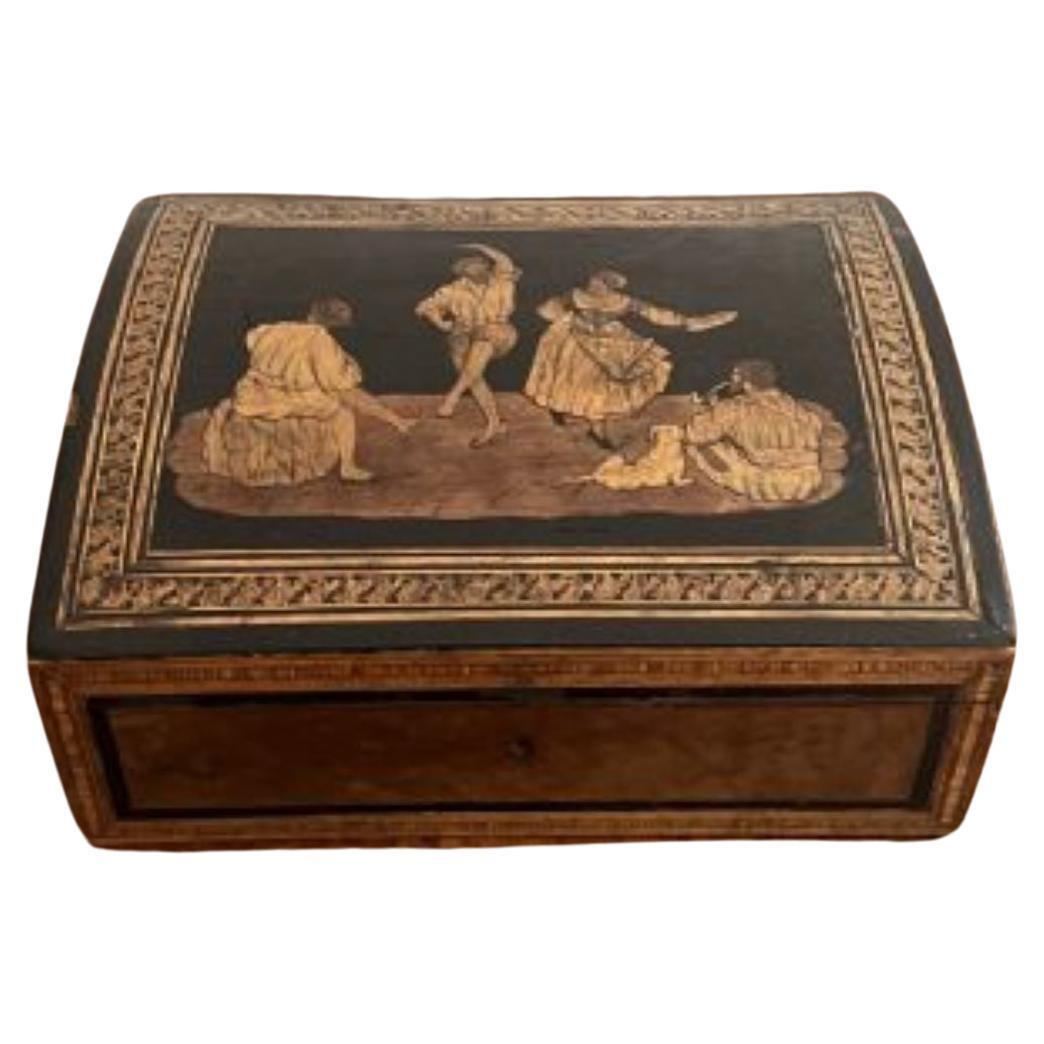 Superb quality antique Victorian walnut marquetry inlaid box  For Sale