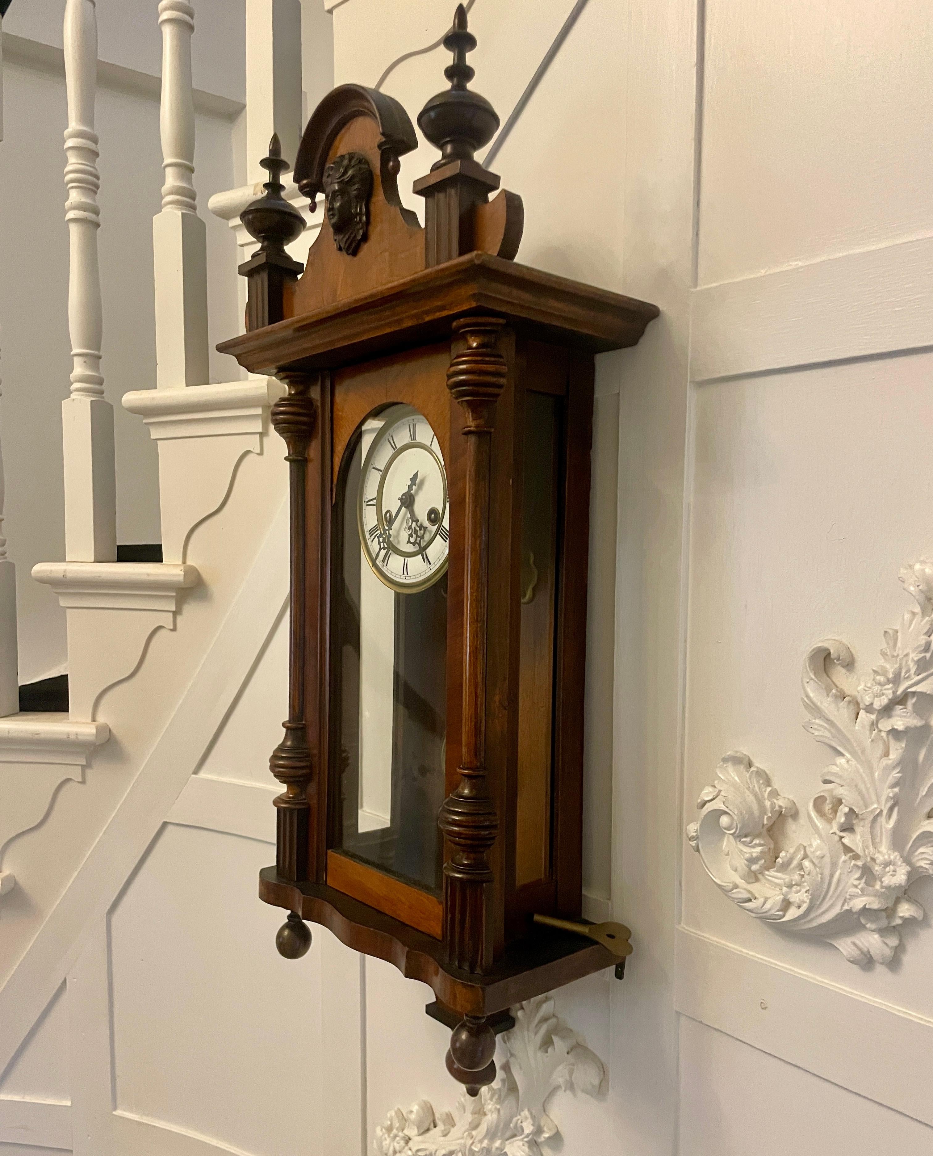 Magnífico Reloj de Pared de Viena Victoriano Antiguo de Nogal de Gustav Becker en venta 7