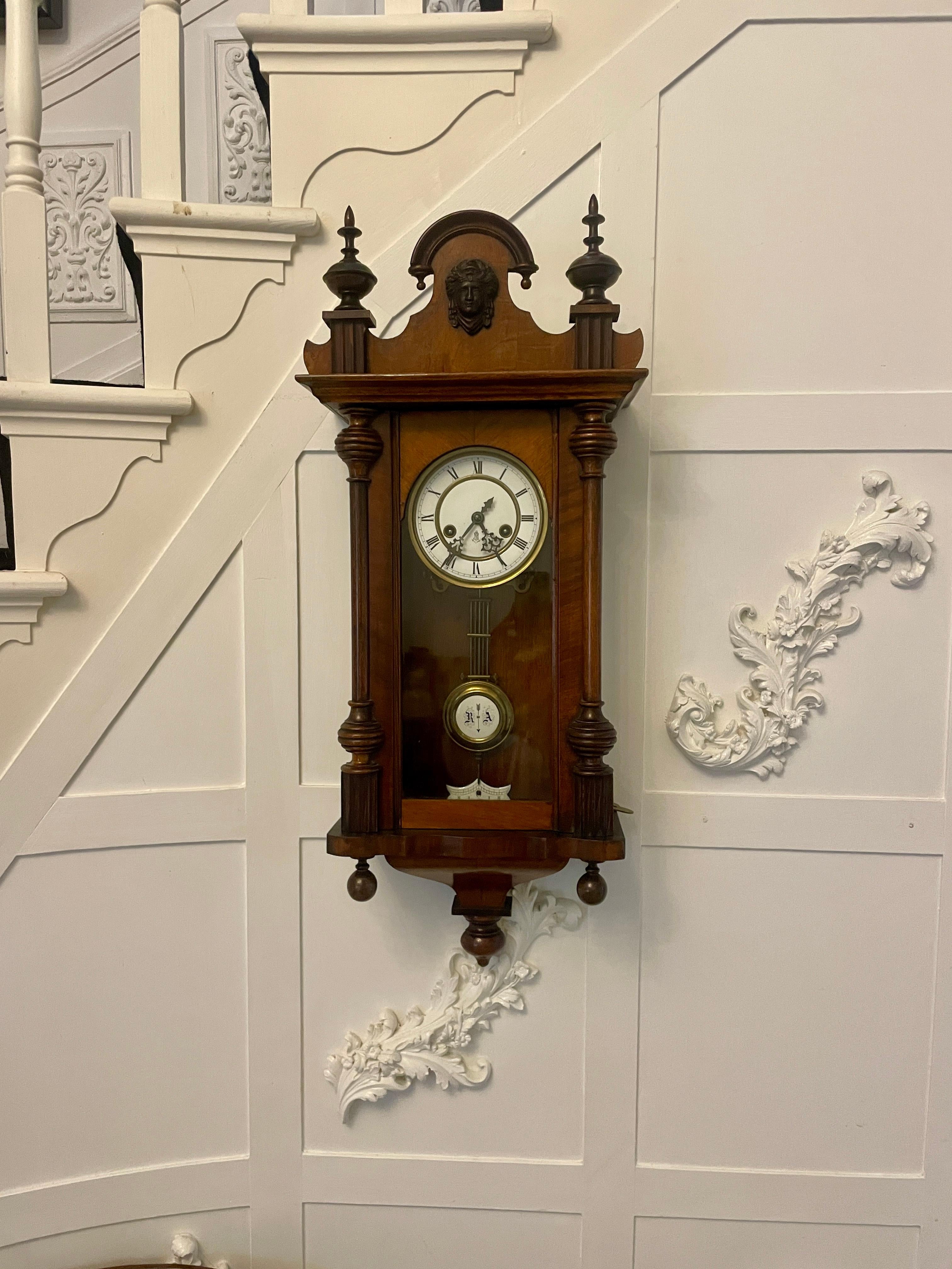 Magnífico Reloj de Pared de Viena Victoriano Antiguo de Nogal de Gustav Becker en venta 8