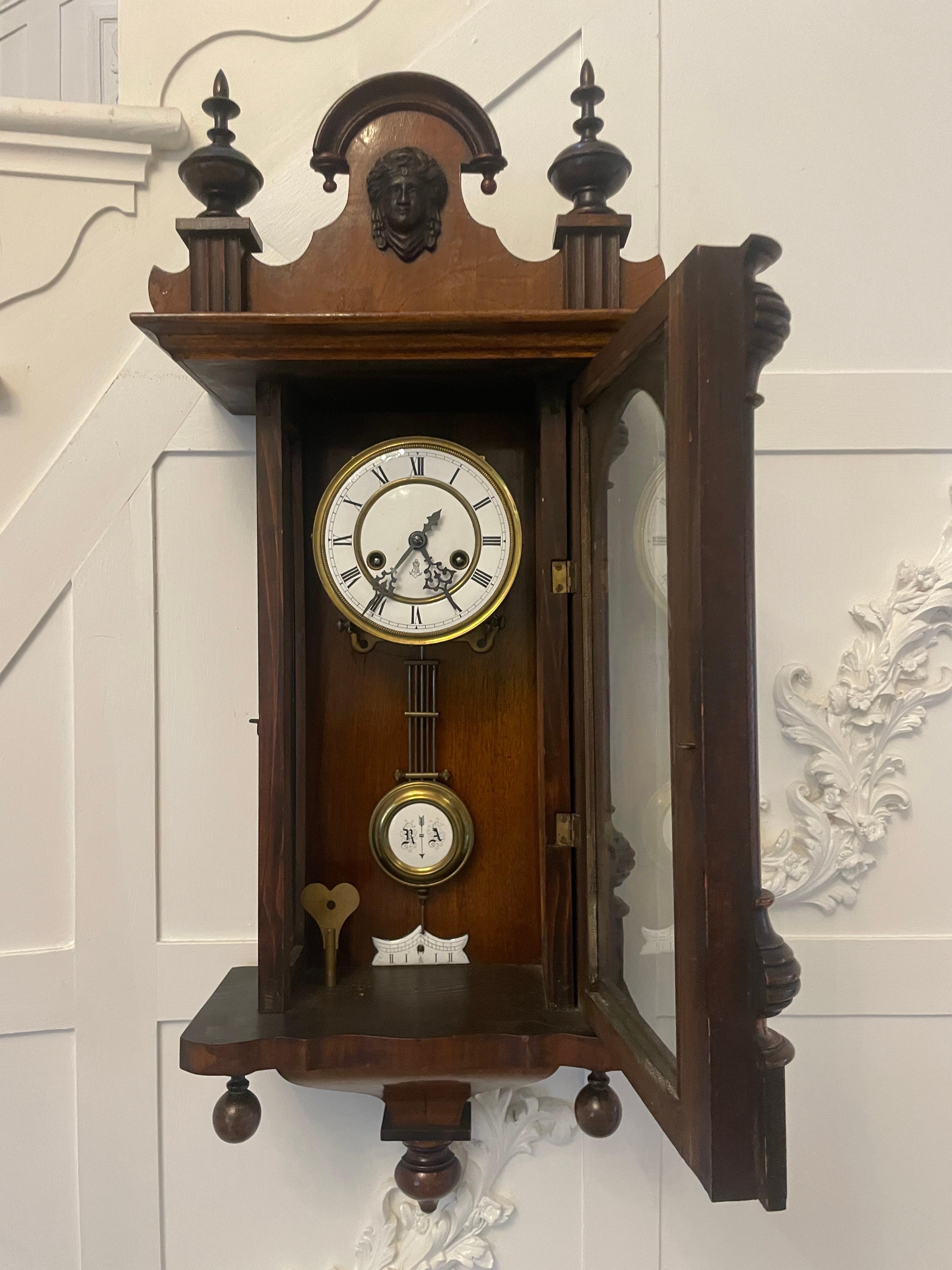 Magnífico Reloj de Pared de Viena Victoriano Antiguo de Nogal de Gustav Becker siglo XIX en venta