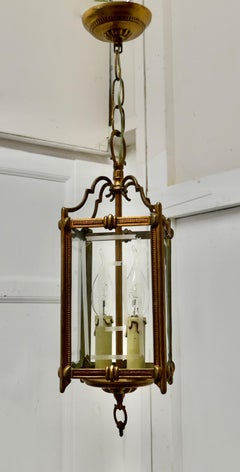 Superb Quality Art Deco French Brass and Etched Glass Lantern