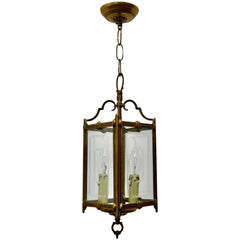 Antique Superb Quality Art Deco French Brass and Etched Glass Lantern