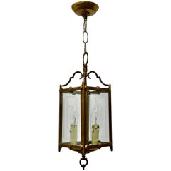 Superb Quality Art Deco French Brass and Etched Glass Lantern